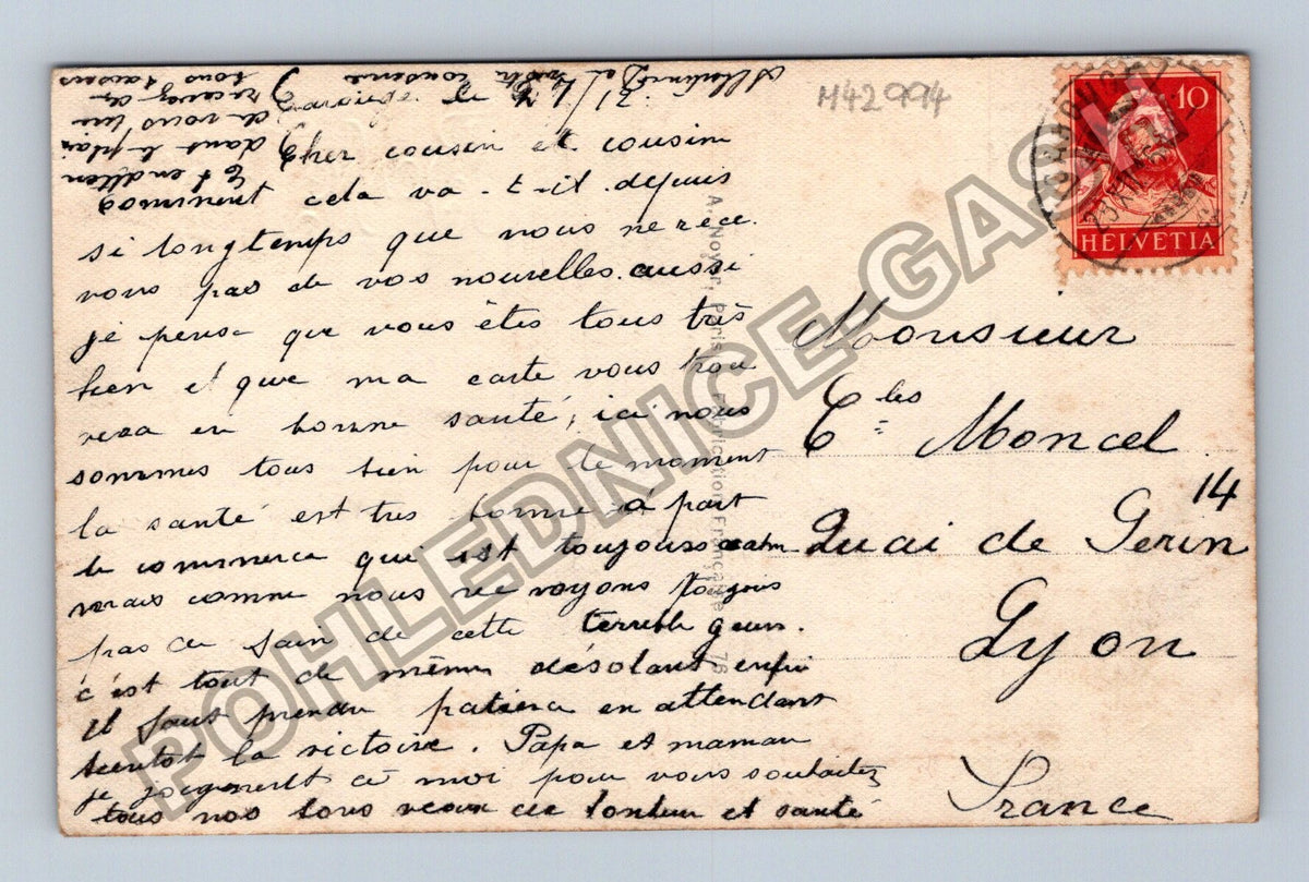 Pohlednice Francie Bonne Année dvě dívky Lyon 1914 (M42994)