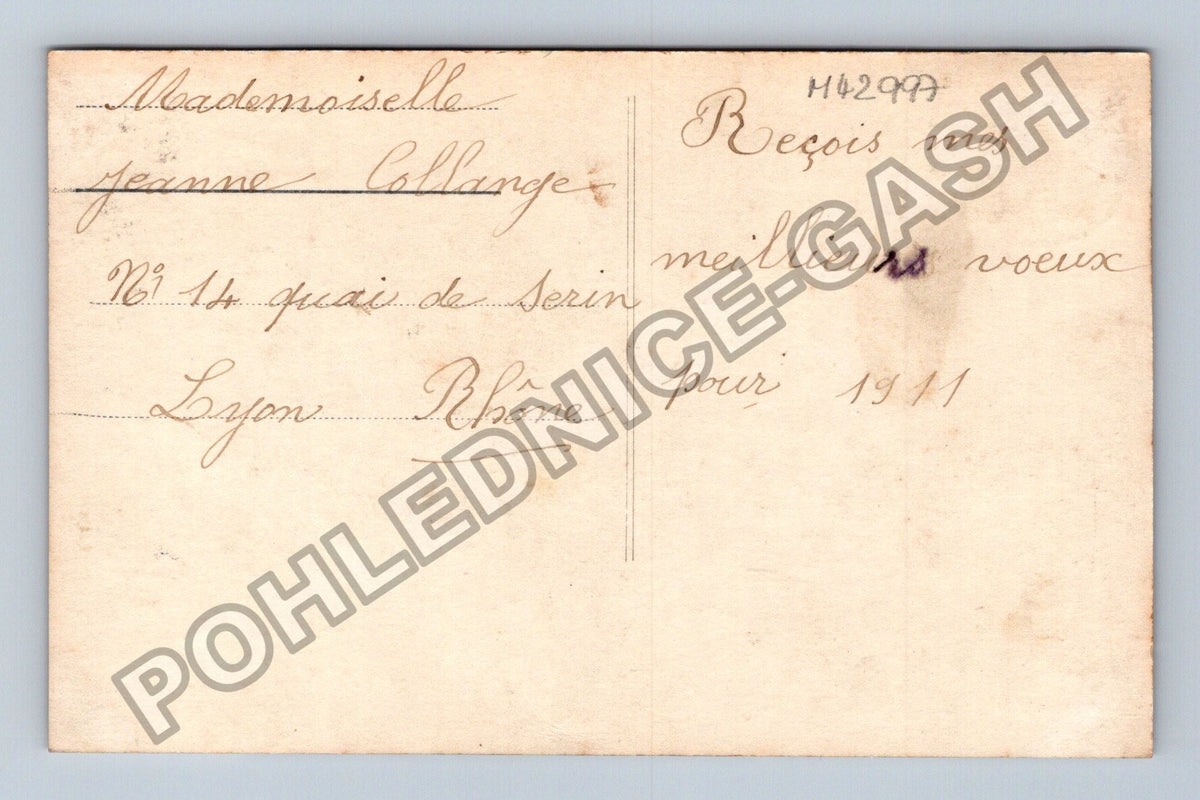 Pohlednice Francie Novoroční přání dívka s cesmínou 1911 (M42997)