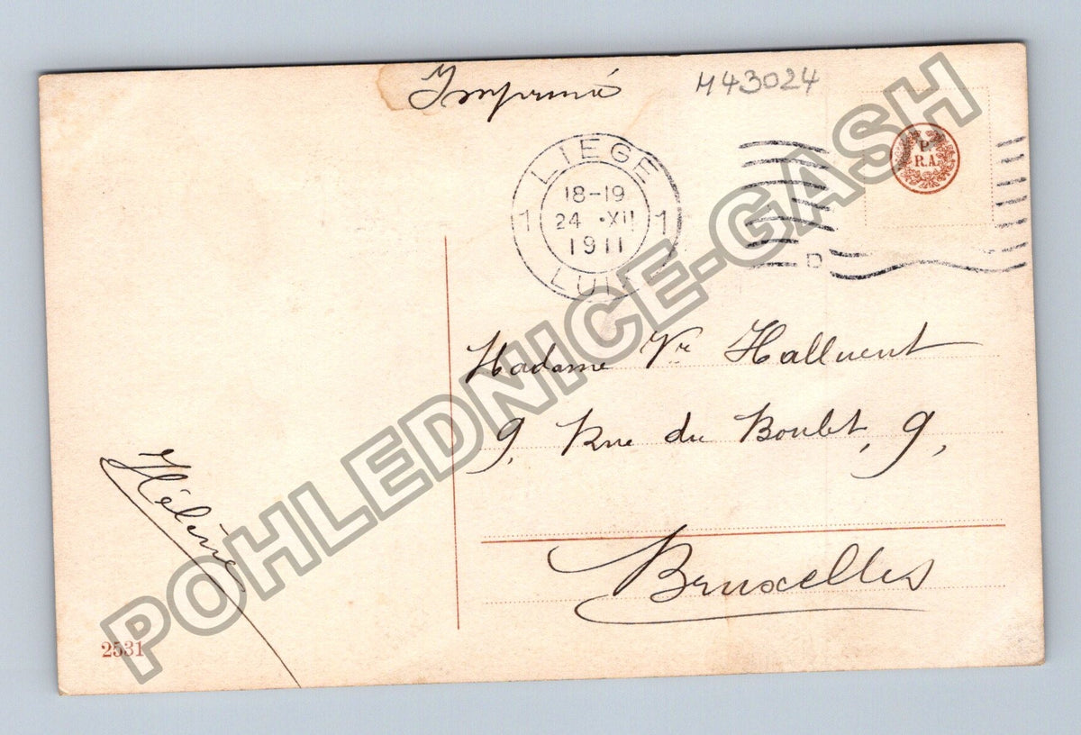 Pohlednice Francie chlapec s jmelím Joyeux Noël 1911 (M43024)