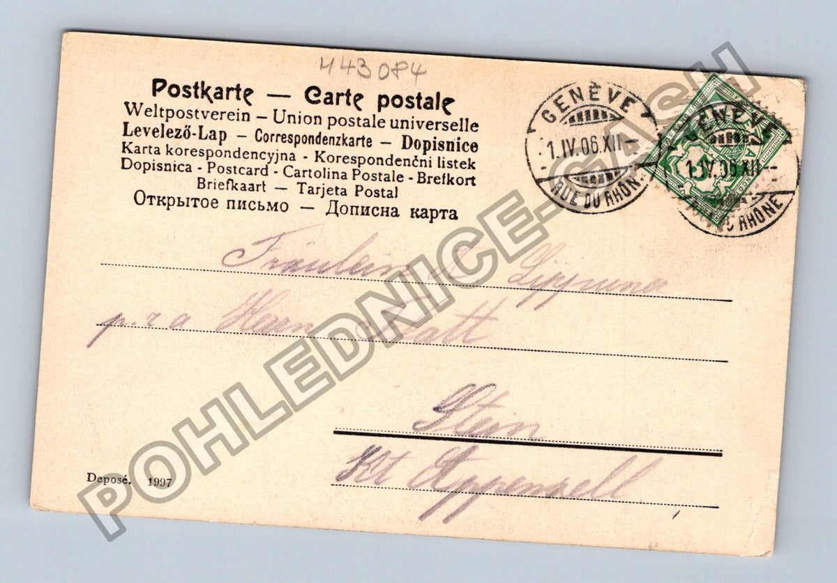 Pohlednice Švýcarsko Ženeva dívka s deštníkem 1906 (M43084)