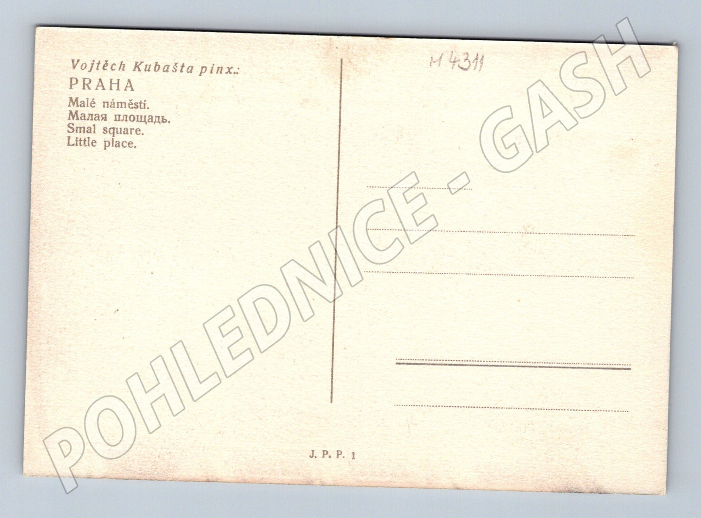 Pohlednice Praha Malé náměstí kresba Vojtěch Kubašta (M4311)