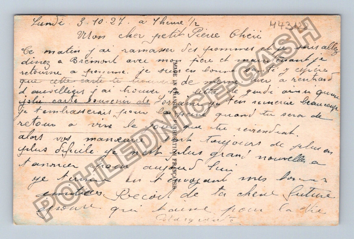 Pohlednice Francie pár s koněm romantický motiv 1927 (M43122)