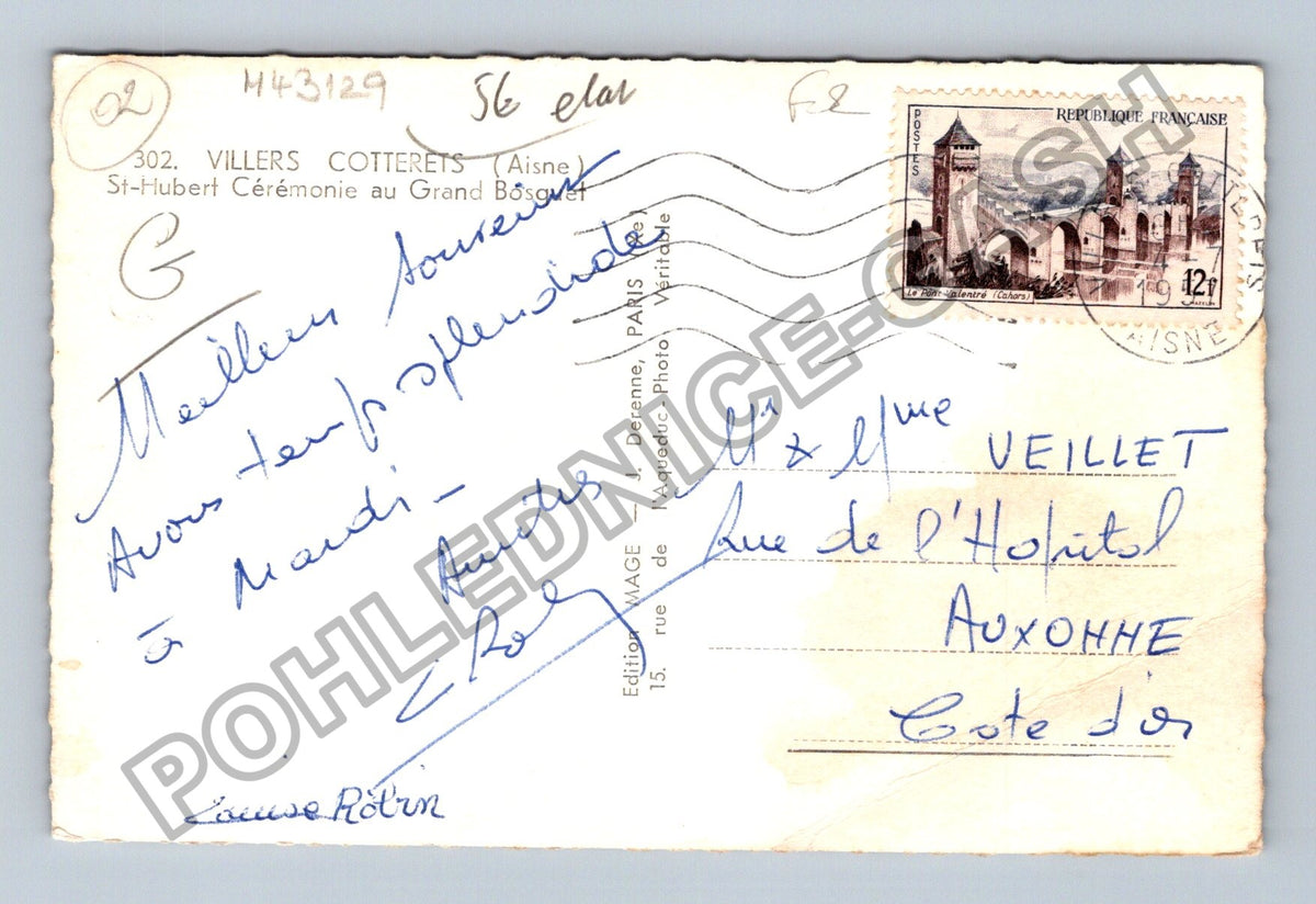 Pohlednice Francie Villers Cotterets lov se psy (M43129)