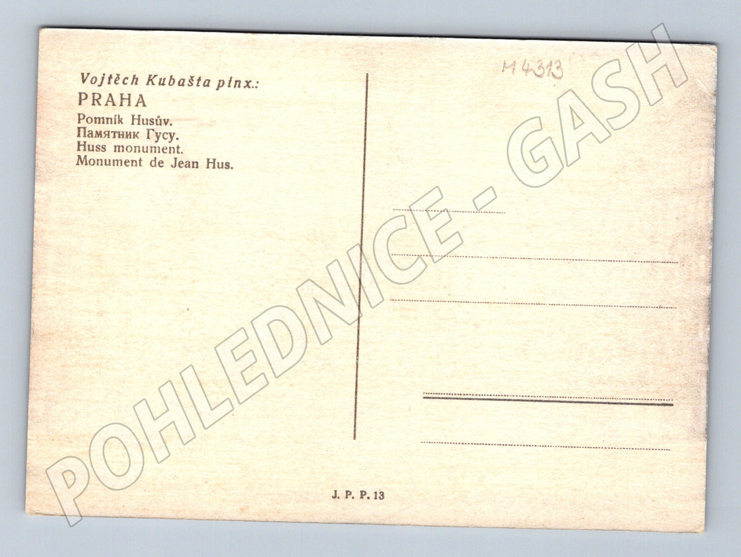 Pohlednice Praha Husův pomník Staroměstské náměstí Kubašta (M4313)