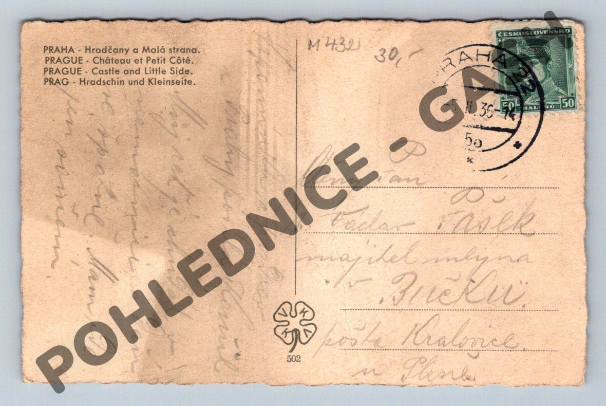 Pohlednice Praha Hradčany a Malá Strana 1939 (M432)