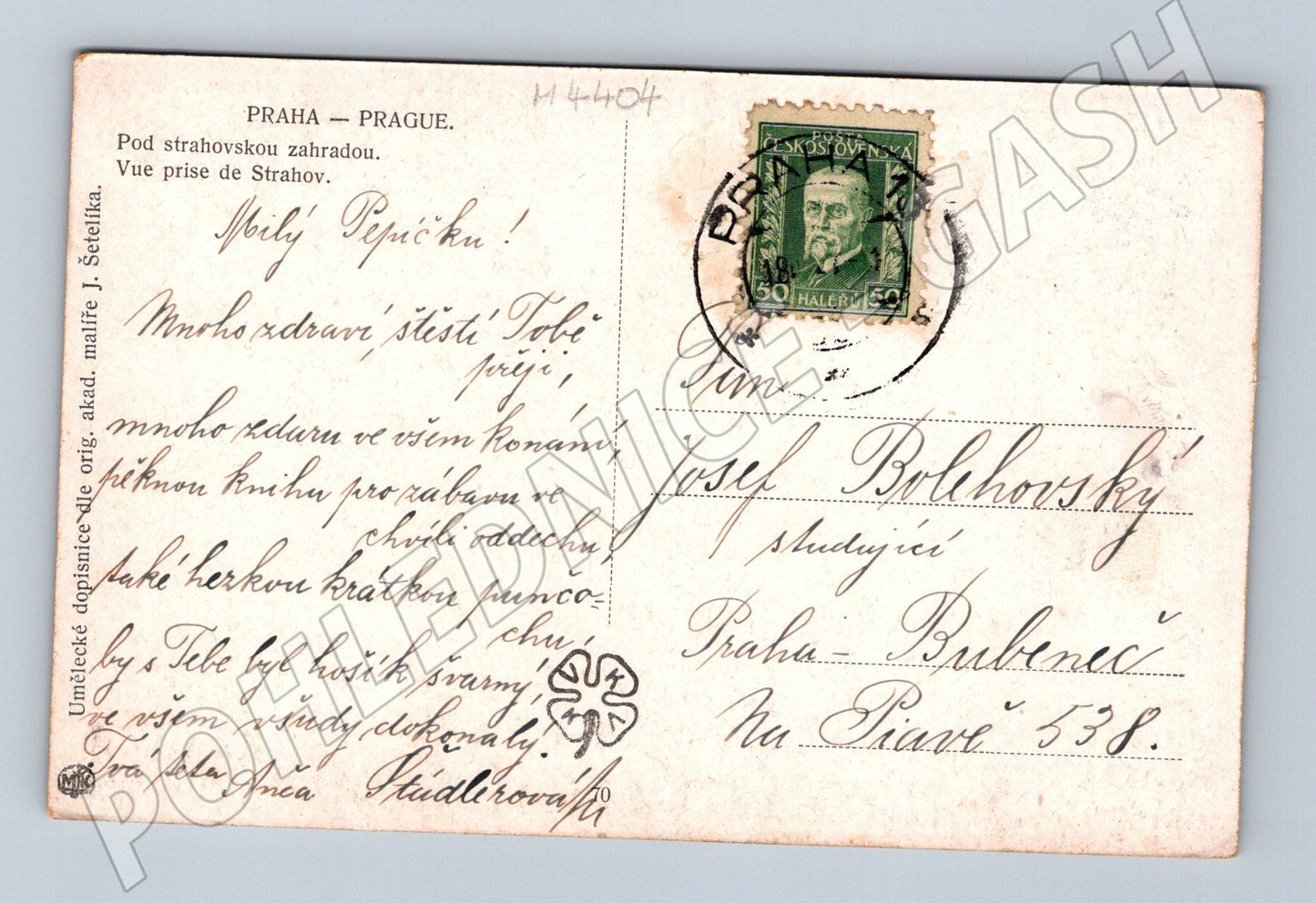 Pohlednice Praha pod Strahovskou zahradou (M4404)