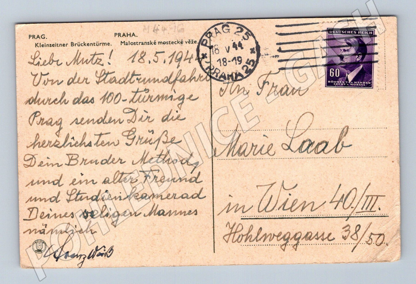 Pohlednice Praha Karlův most a Hrad protektorát (M4496)