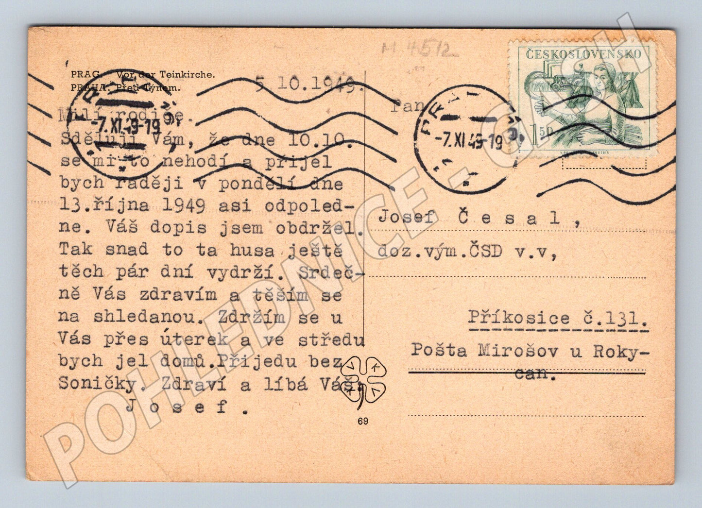 Postcard Prague Týn Church historical (M4512)