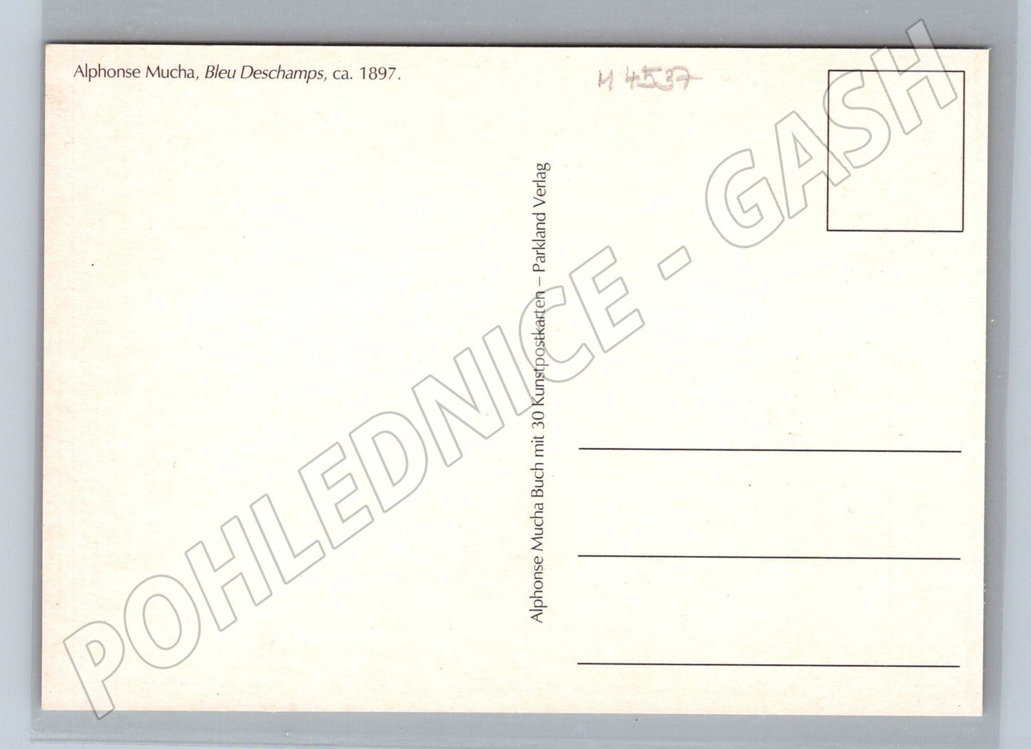 Postcard Alfons Mucha Bleu Deschamps Art Nouveau (M4537)