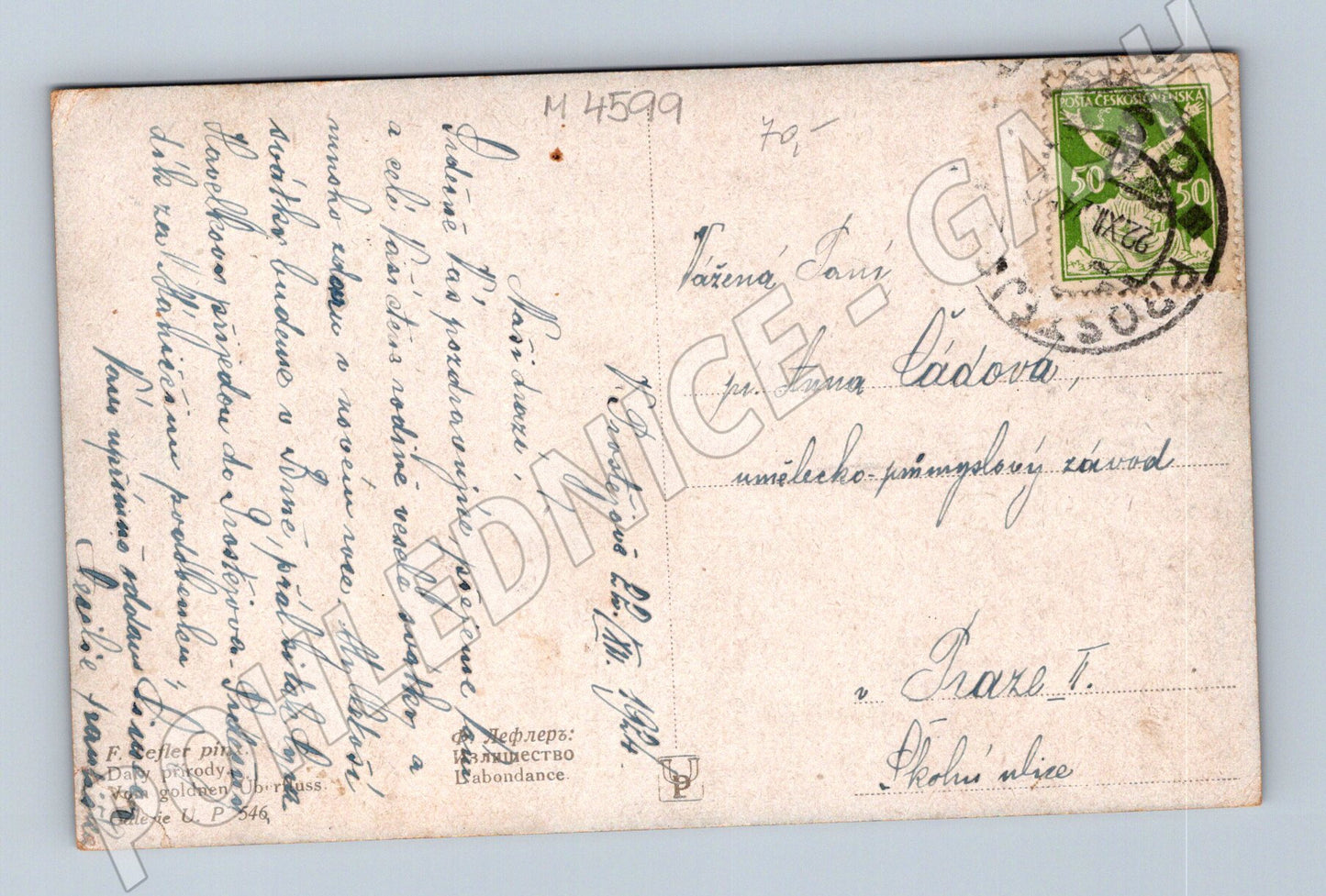 Pohlednice Alegorie hojnosti malířství (M4599)