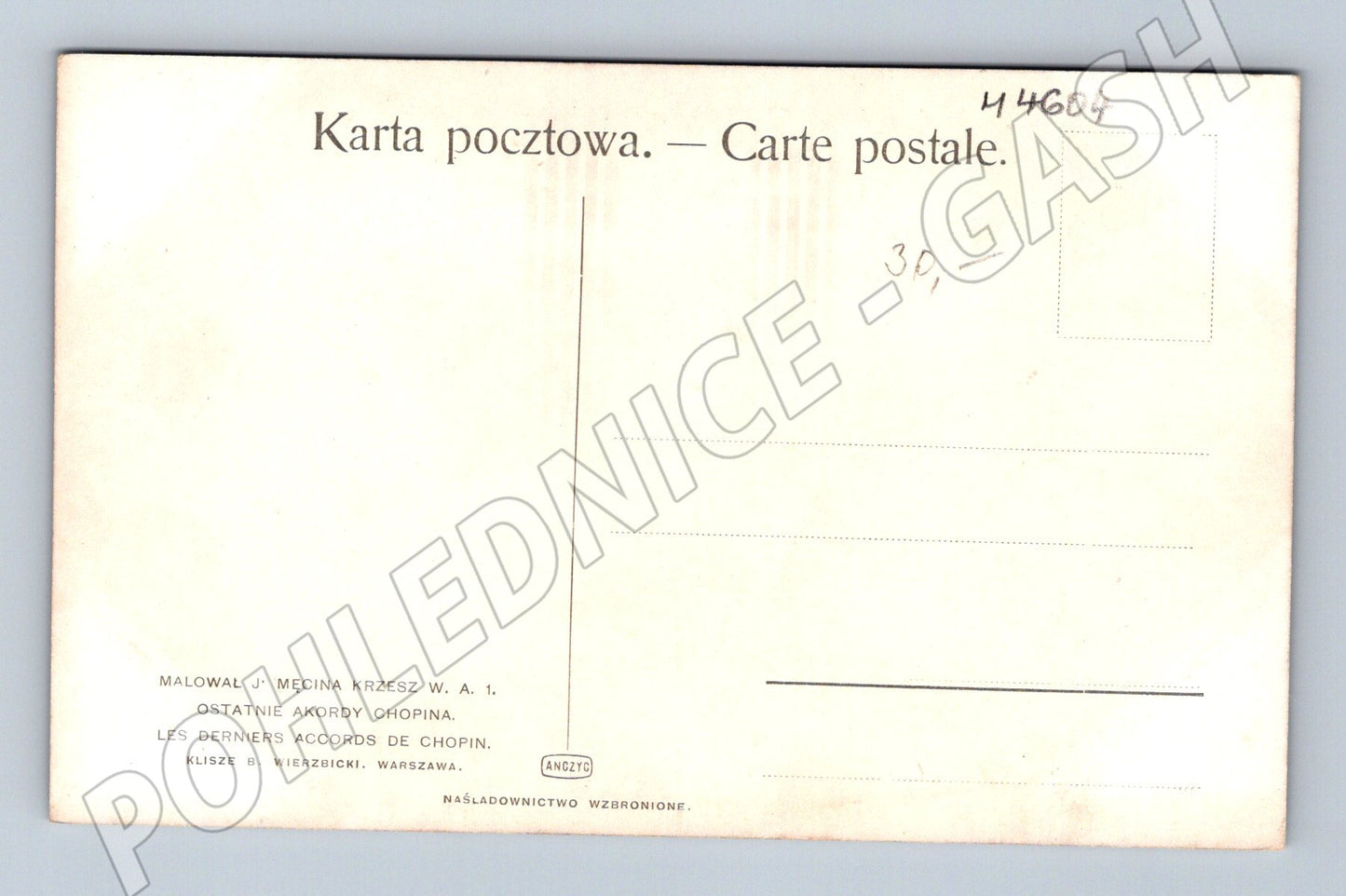 Pohlednice Chopin u klavíru portrét (M4604)