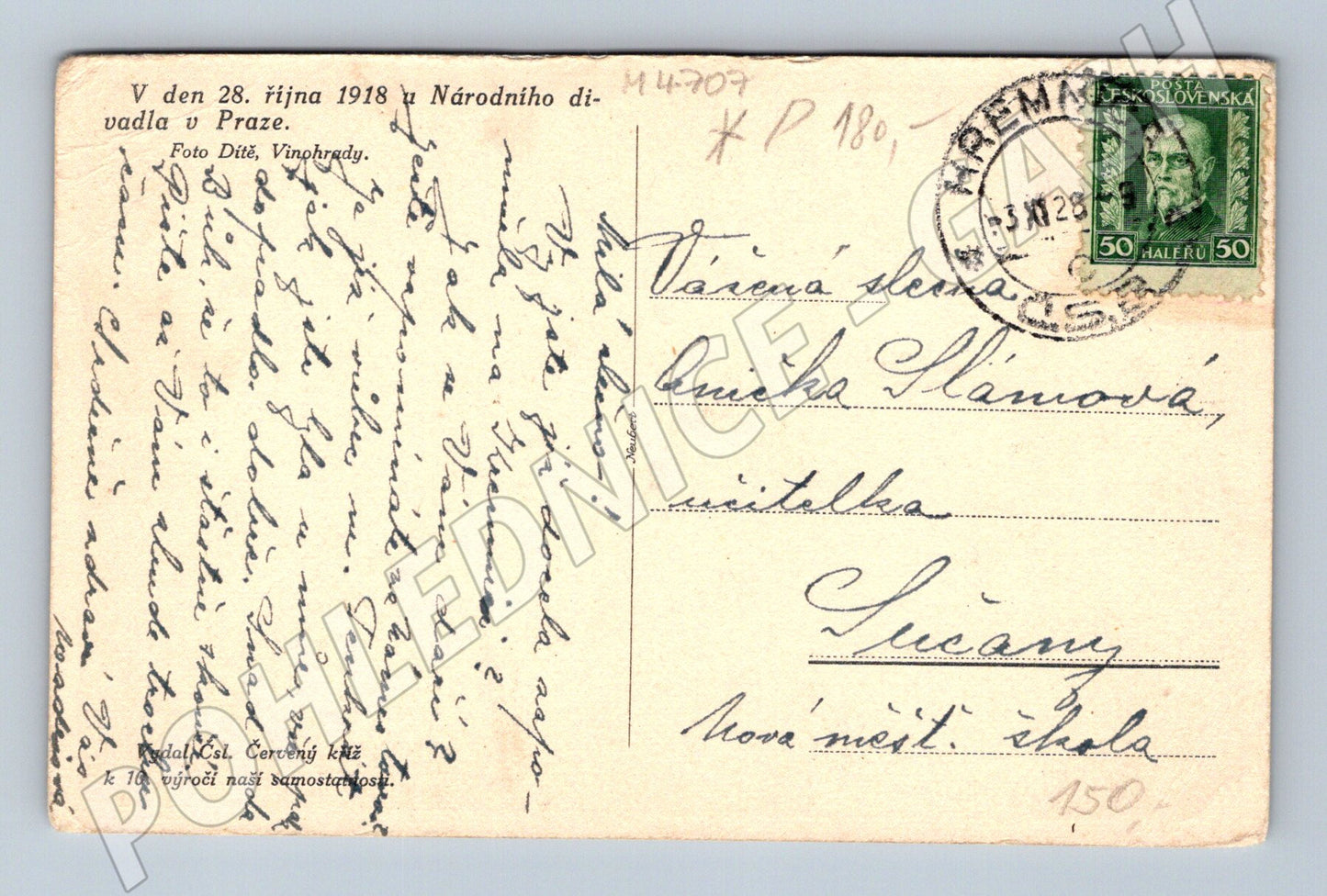 Postcard Prague 28 October National Theatre (M4707)