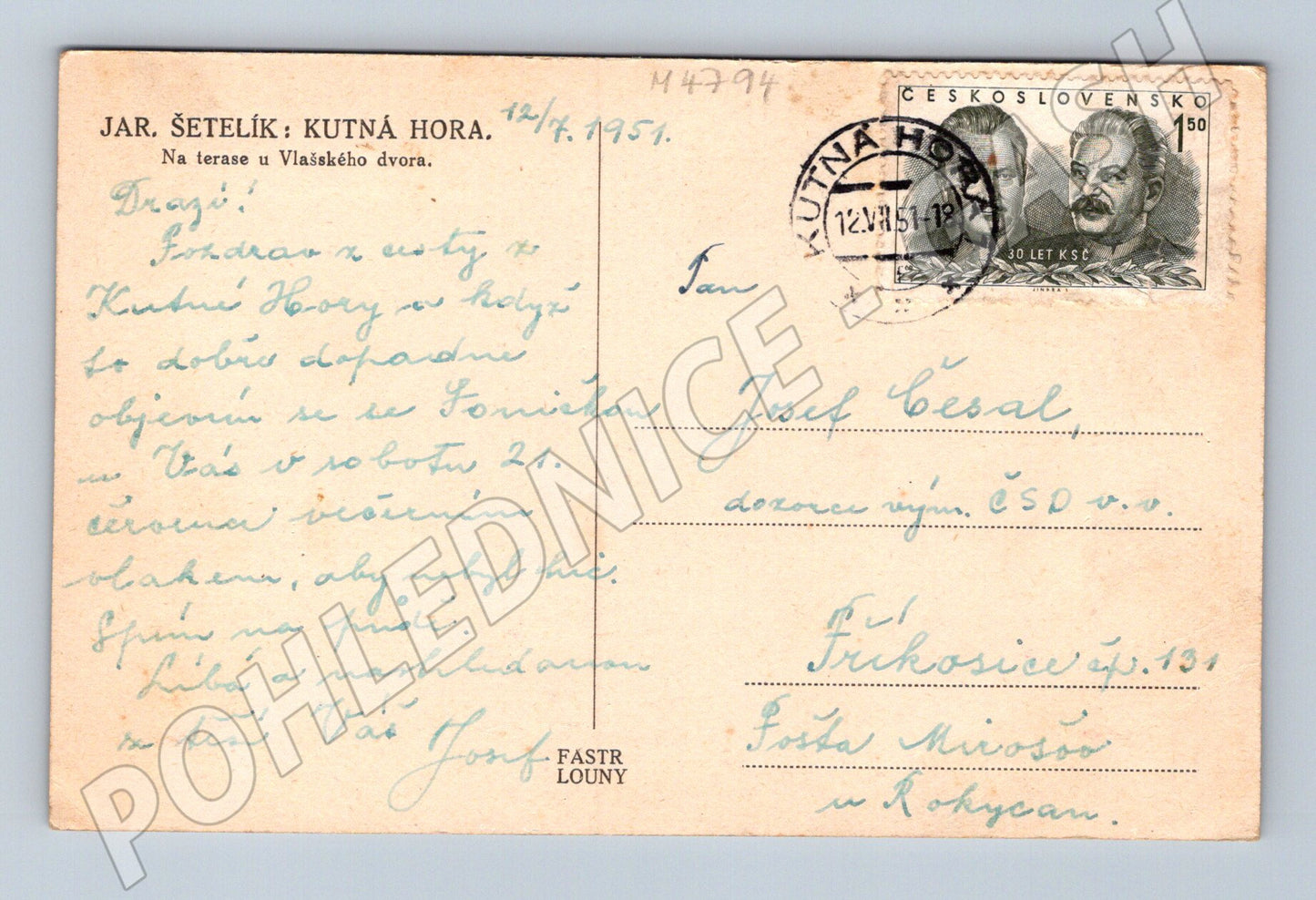 Postcard Kutná Hora Barbora and the Italian Court (M4794)