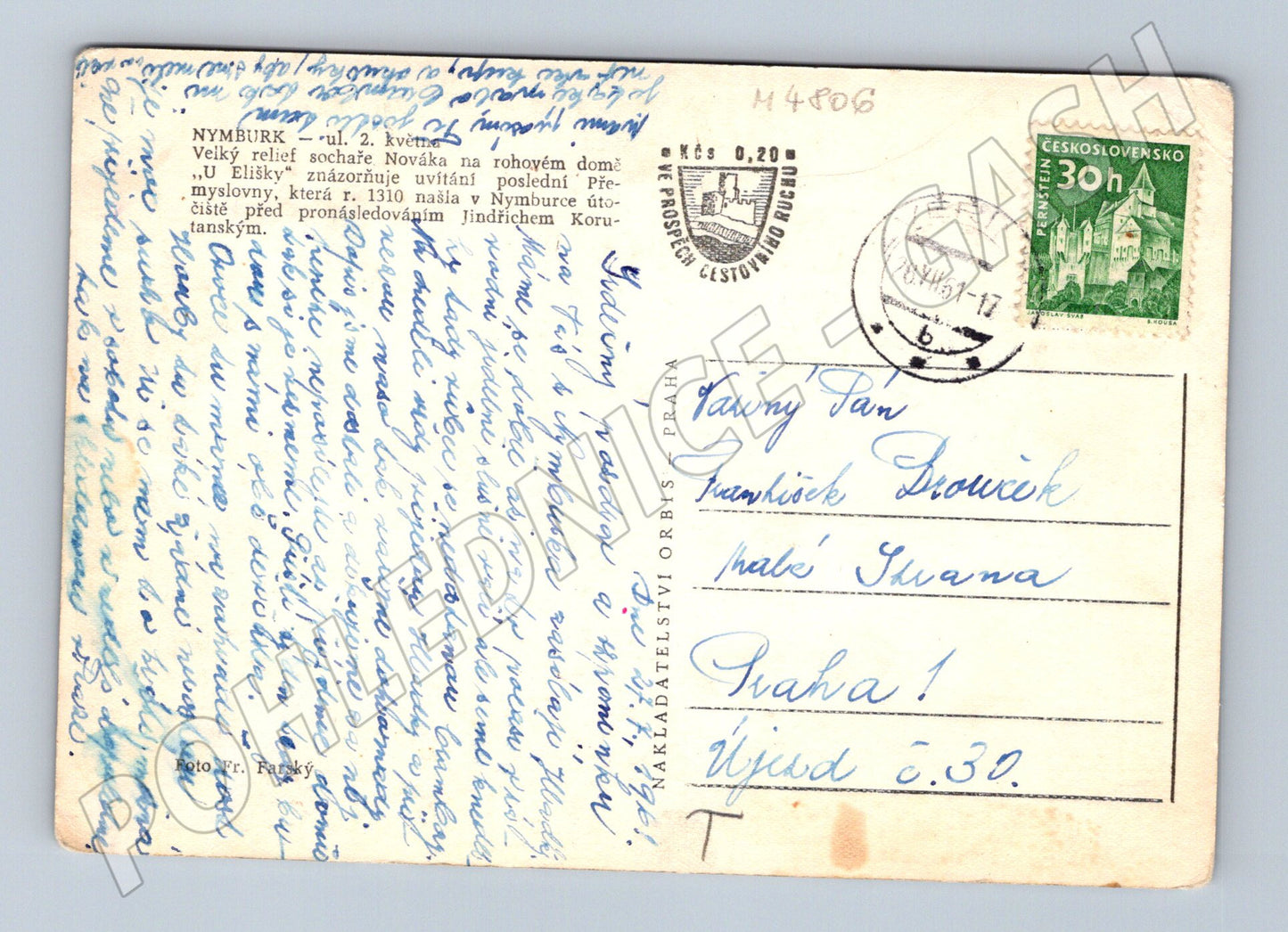 Postcard Nymburk House U Elišky relief (M4806)