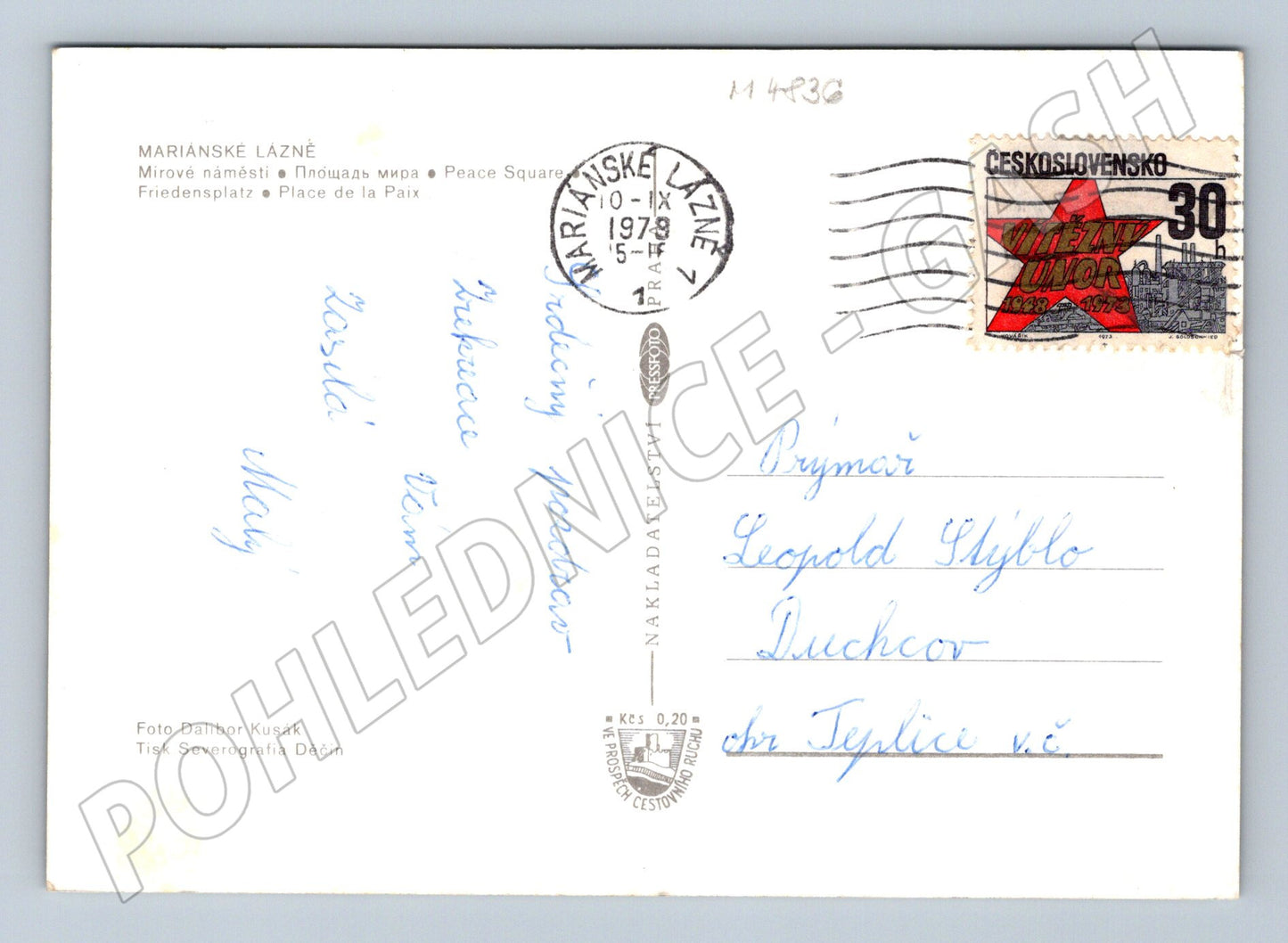 Postcard Marianske Lazne Peace Square (M4836)