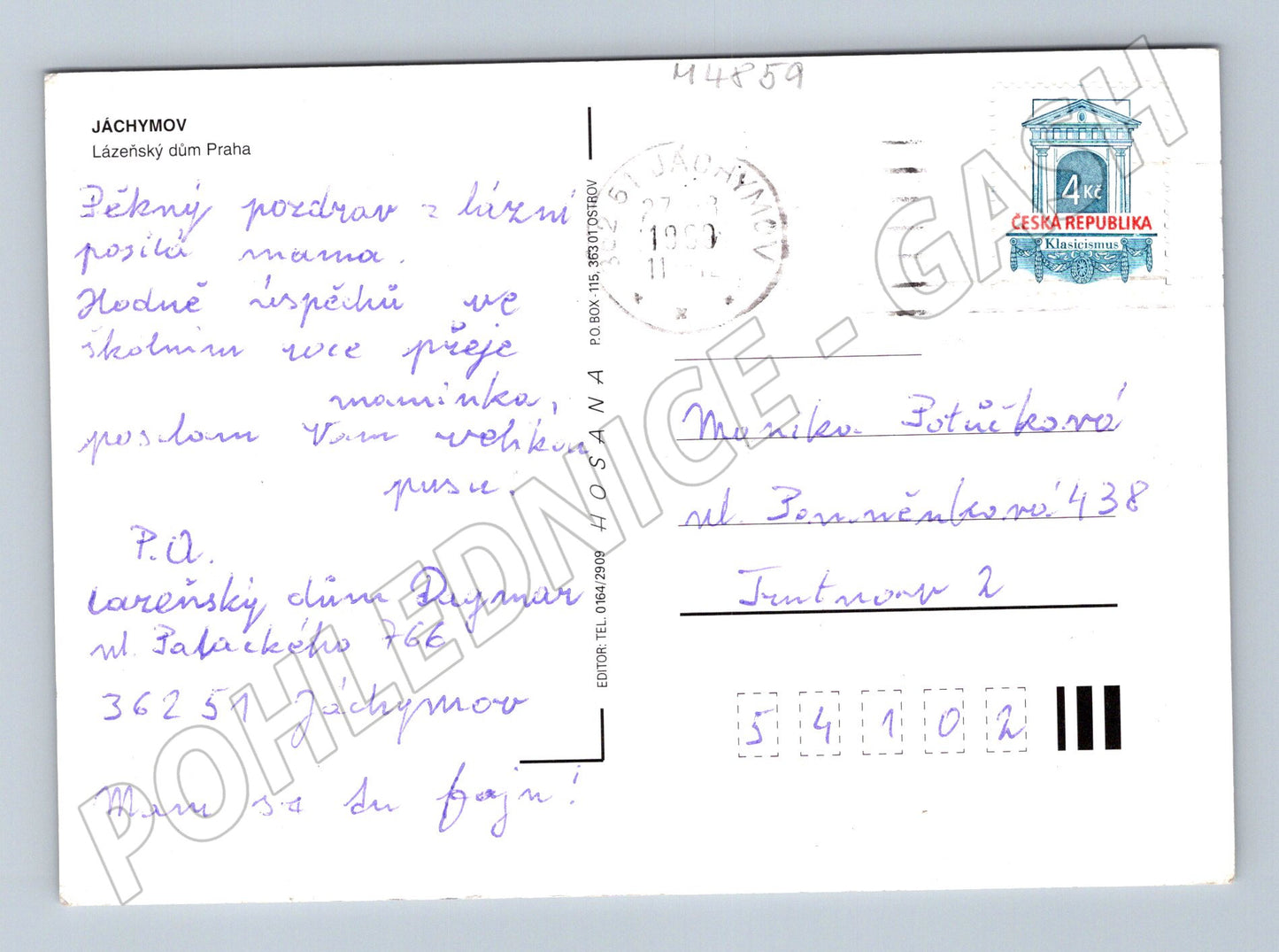 Postcard Jáchymov Spa House Prague (M4859)