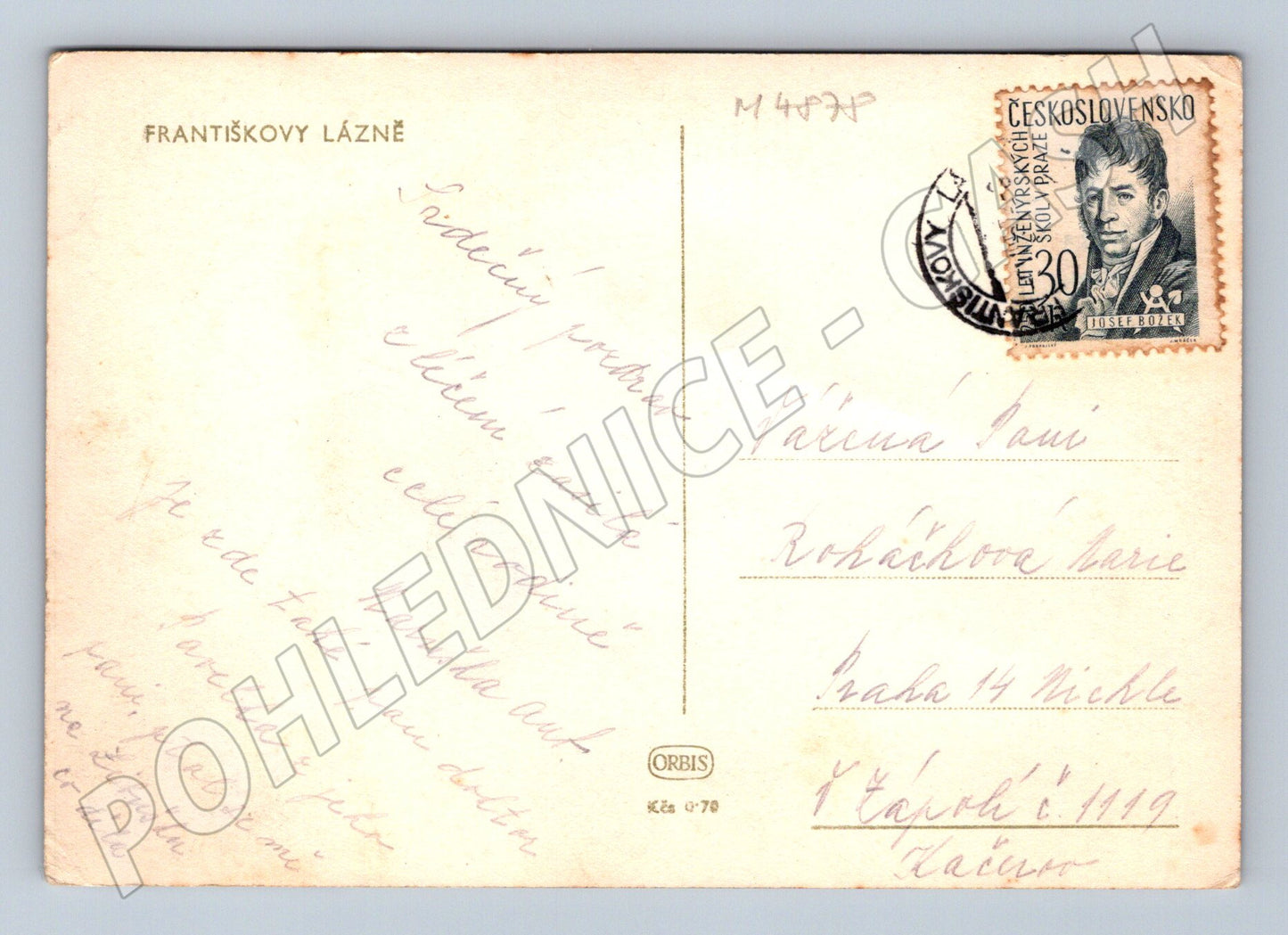 Postcard Františkovy Lázně statue of Francis (M4878)