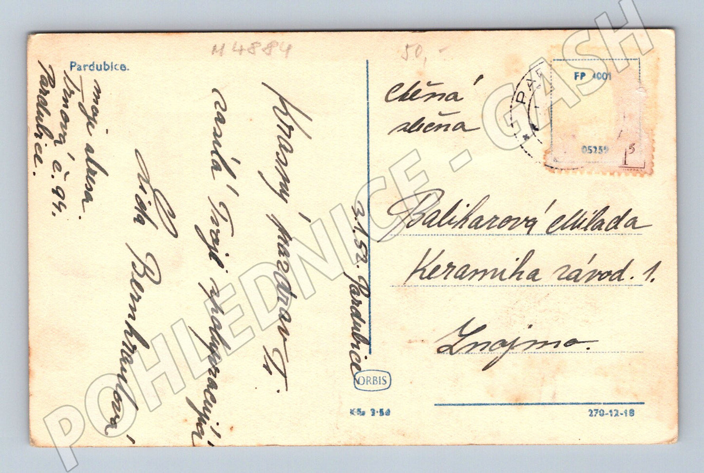 Postcard Pardubice historical used (M4884)