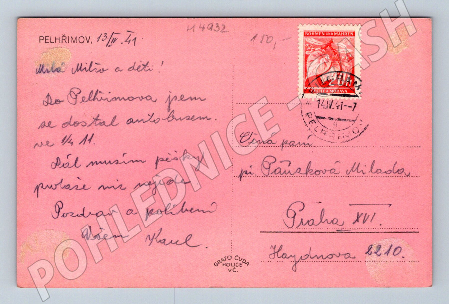 Pelhřimov historical postcard (M4932)