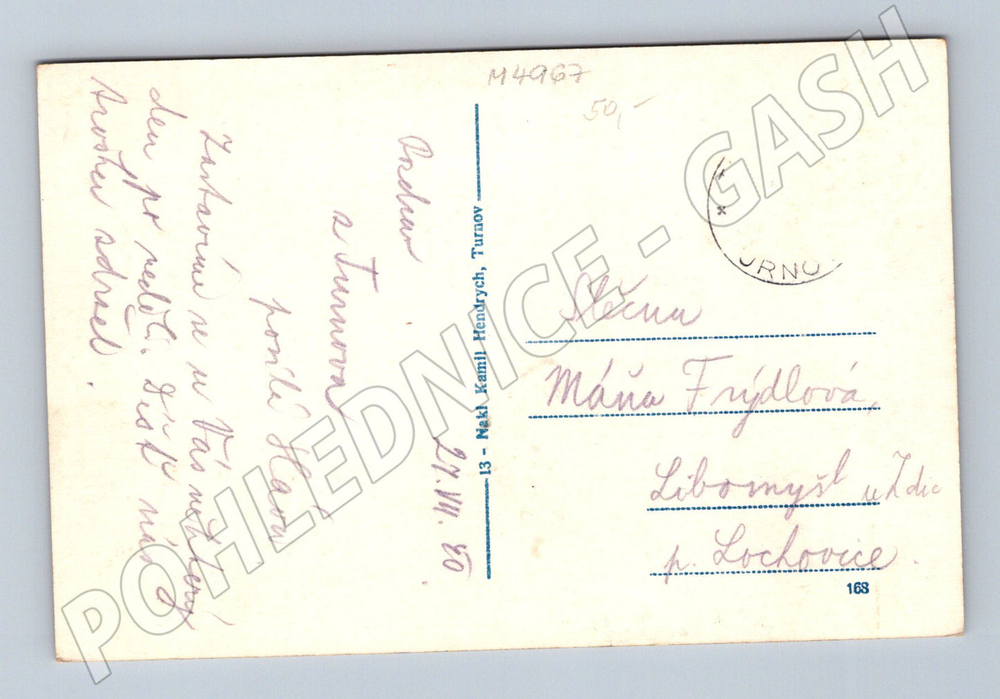 Postcard Turnov school and falconry (M4967)