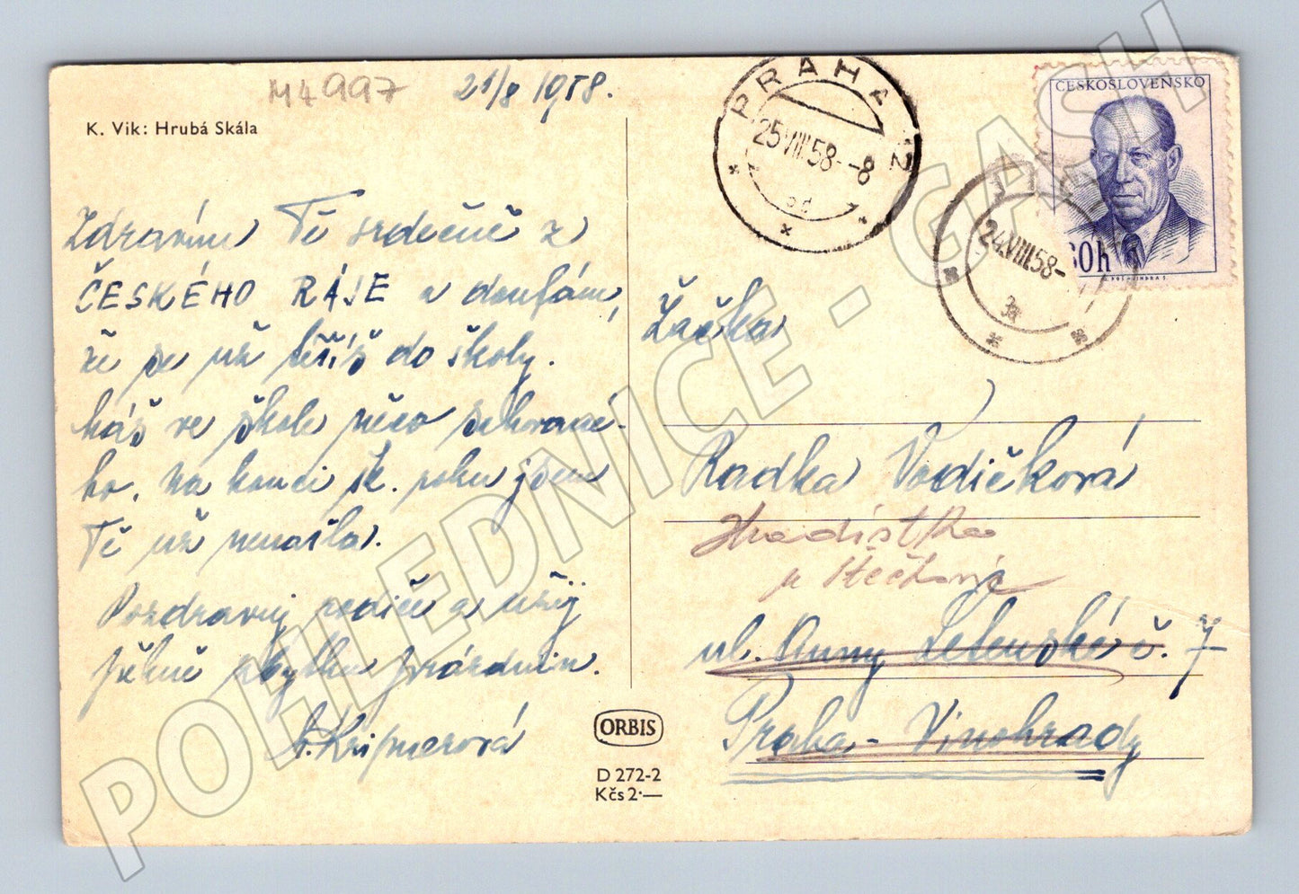 Postcard Hrubá Skála Bohemian Paradise (M4997)