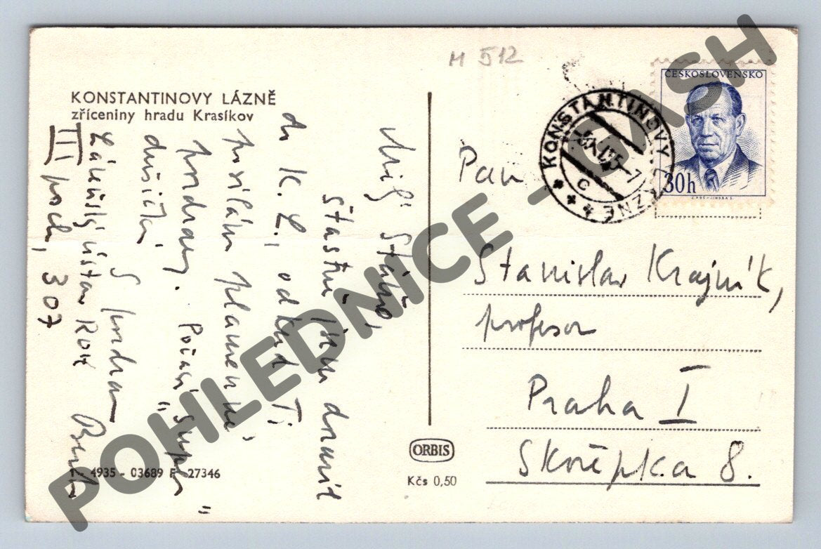 Pohlednice Konstantinovy Lázně hrad Krasíkov (M512)