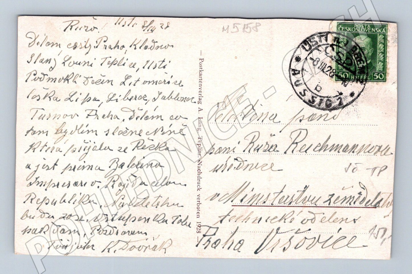 Pohlednice Teplice Šanov 1928 historická (M5158)