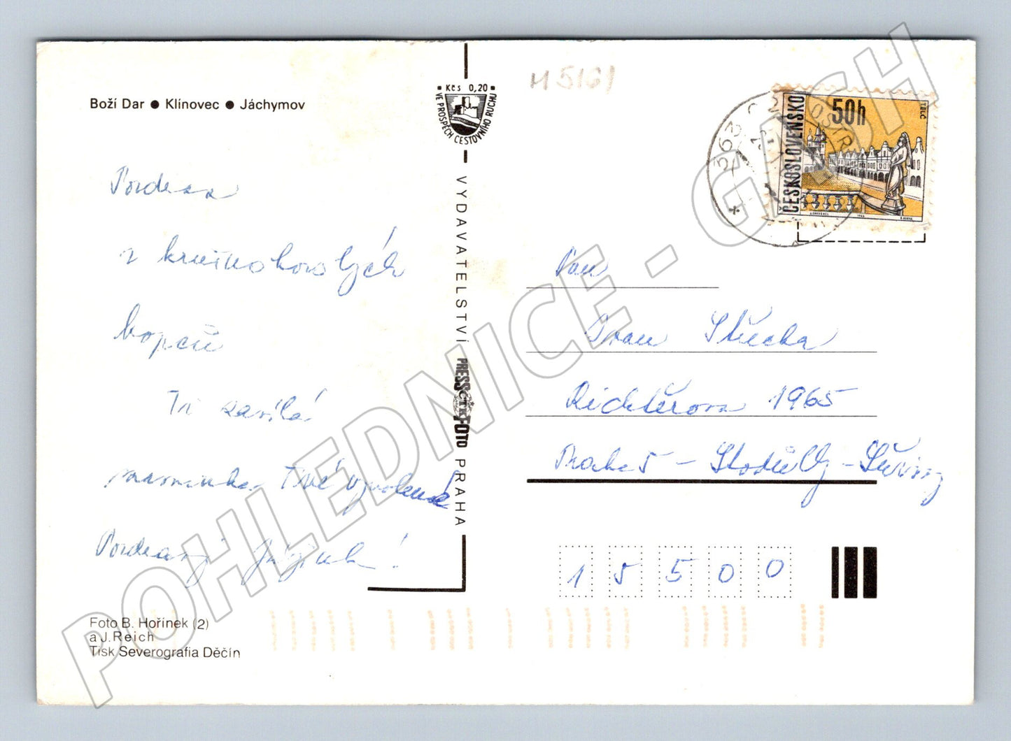 Postcard Ore Mountains winter skiers (M5161)