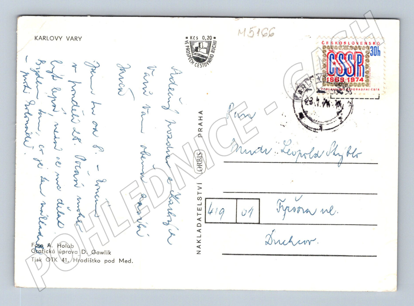Postcard Karlovy Vary winter 1974 (M5166)