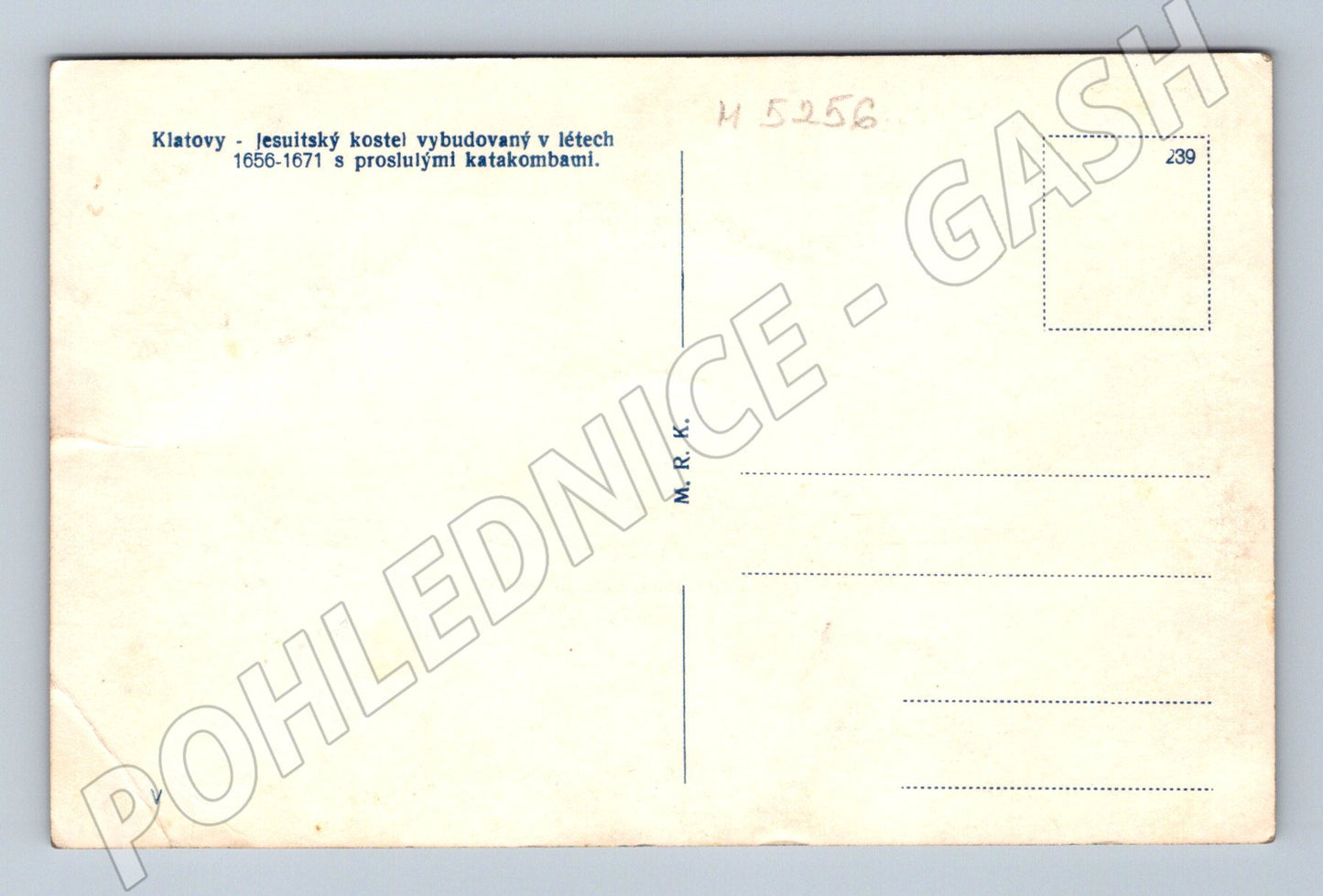 Postcard Klatovy Jesuit Church Catacombs (M5256)