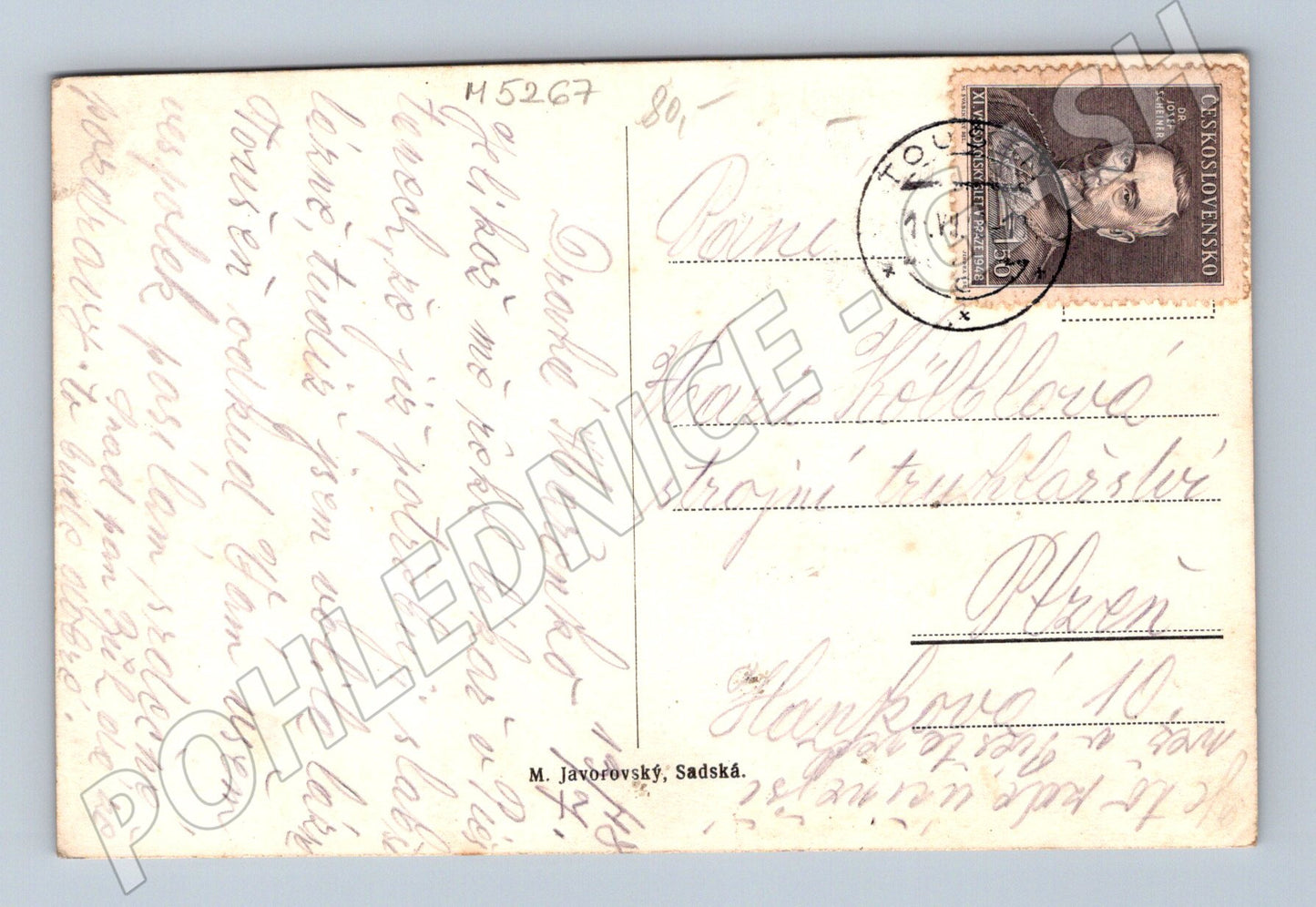 Postcard Toušeň old small format (M5267)