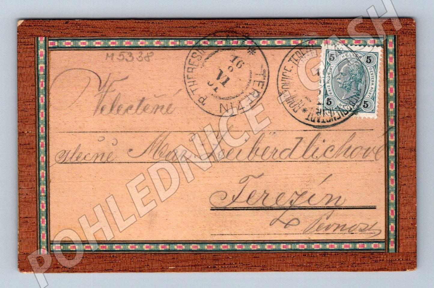 Postcard Czech costume Roudnice 1901 (M5338)