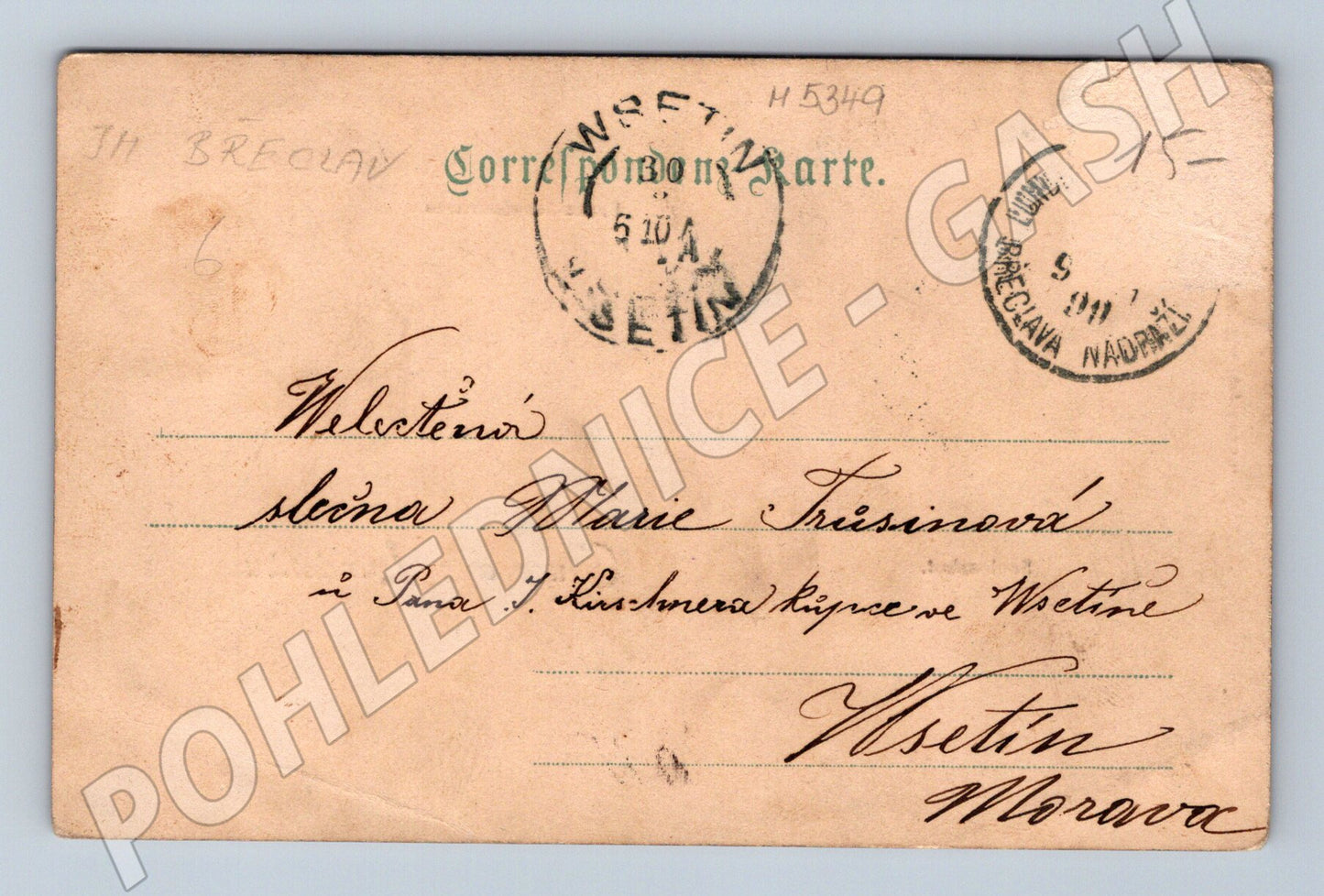 Postcard Lundenburg Břeclav 1899 greeting (M5349)