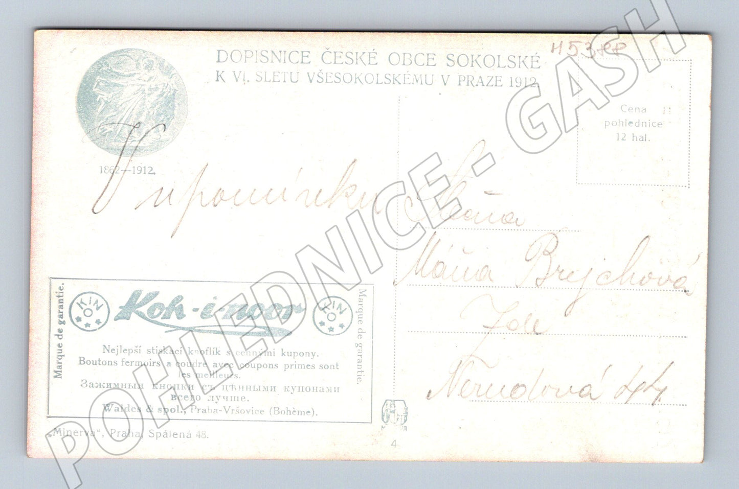 Pohlednice VI slet Praha 1912 orel sloup (M5388)