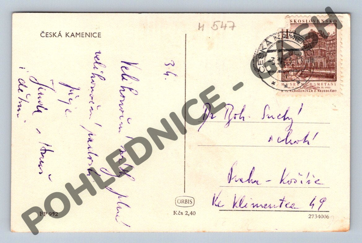 Pohlednice Česká Kamenice historické náměstí (M547)