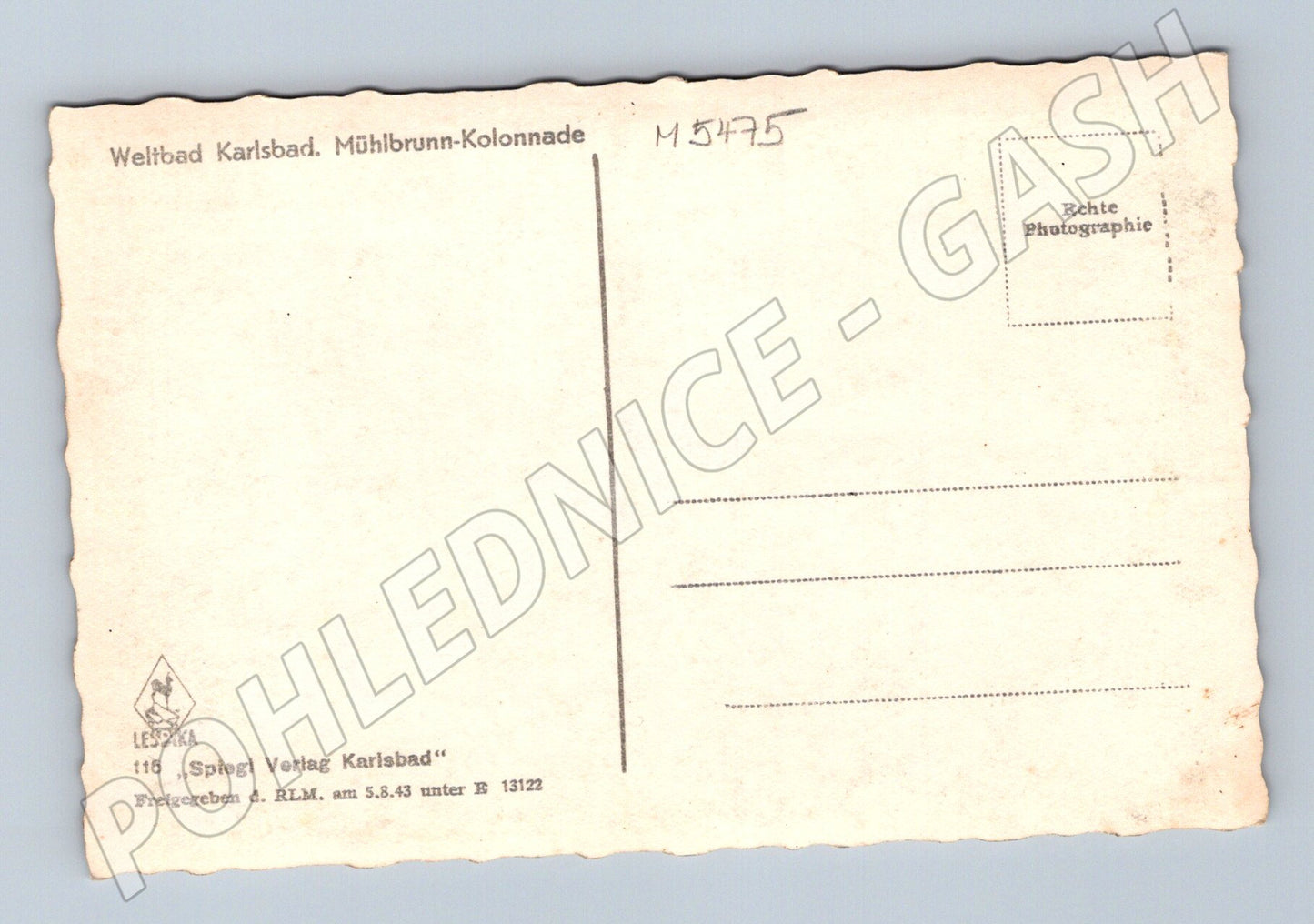 Postcard Karlovy Vary Mill Colonnade 1943 (M5475)