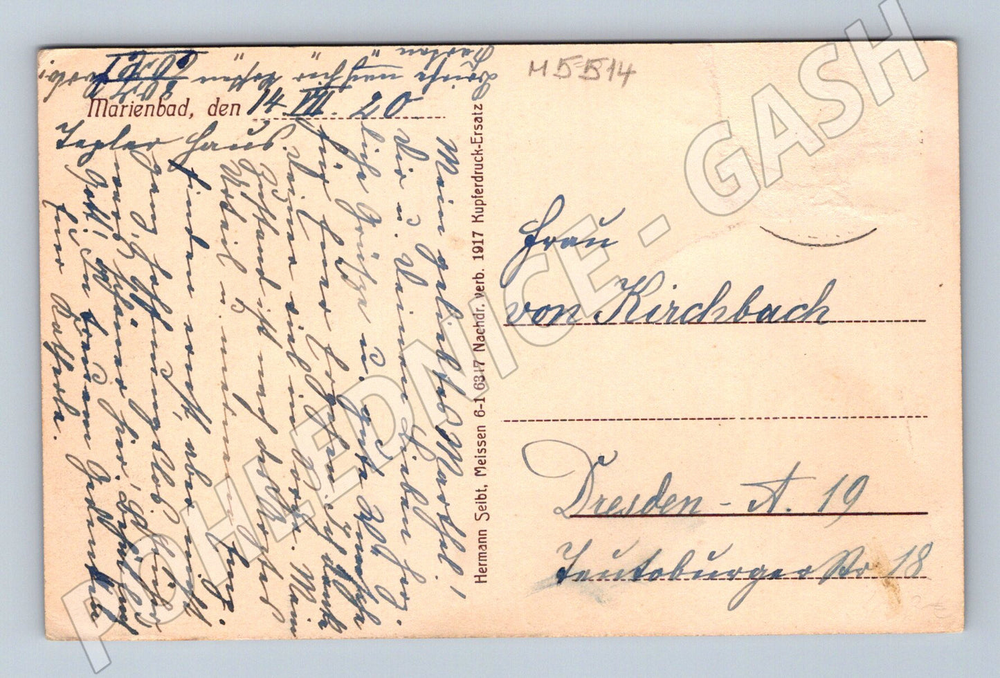 Pohlednice Mariánské Lázně 1920 historická (M5514)