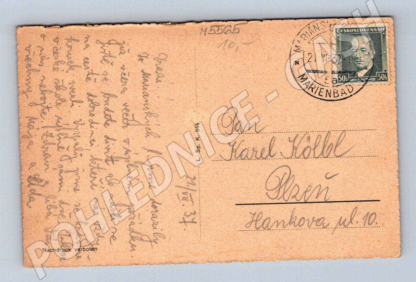 Postcard Marianske Lazne concert at the Spring of the Cross (M5565)