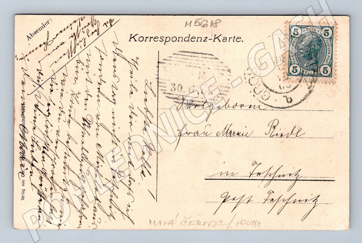 Pohlednice Mačkov Klein Tschernitz historická (M5618)