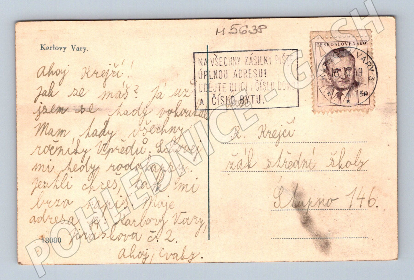 Postcard Karlovy Vary aerial view historical (M5638)