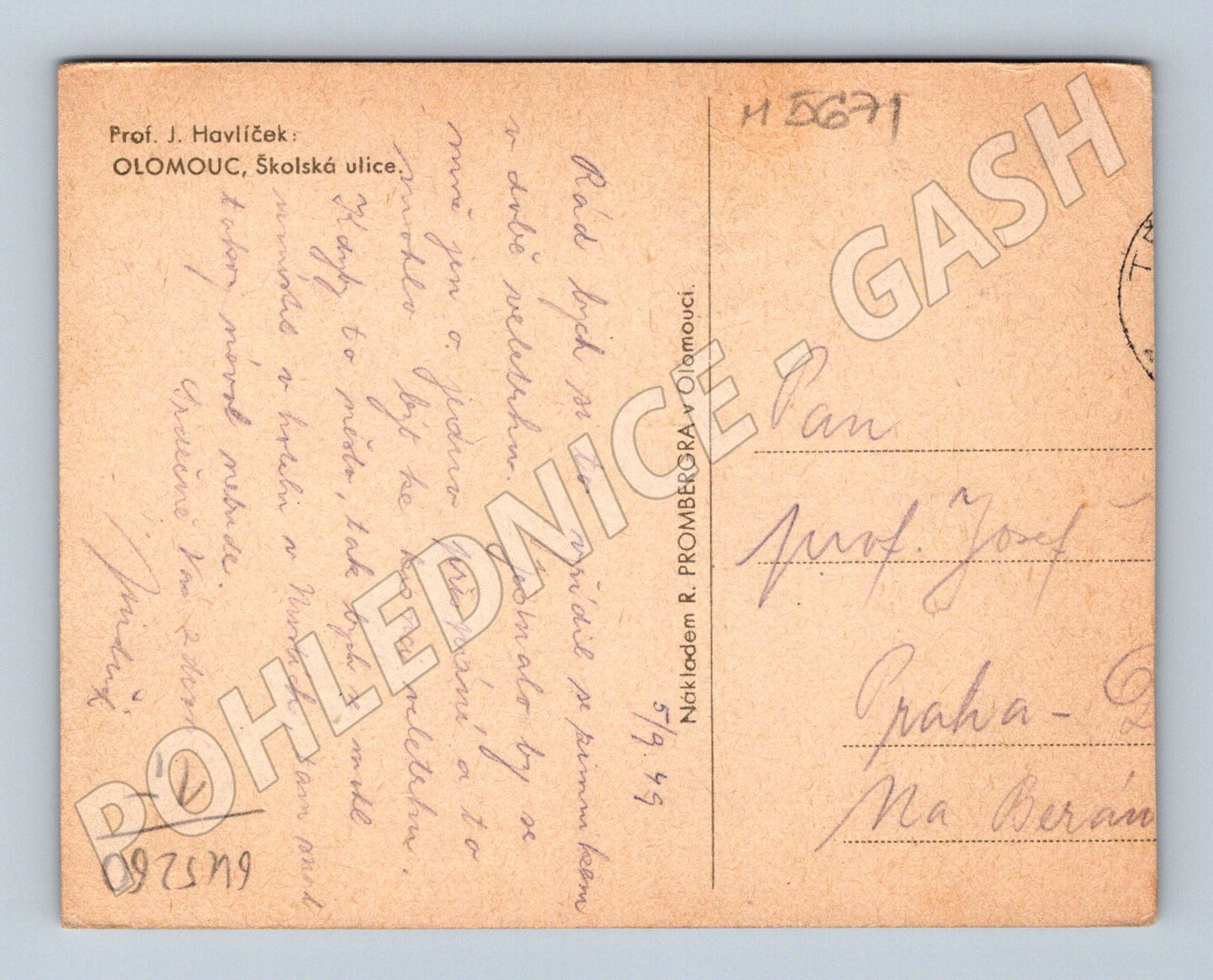 Postcard Olomouc School Street, historical (M5671)