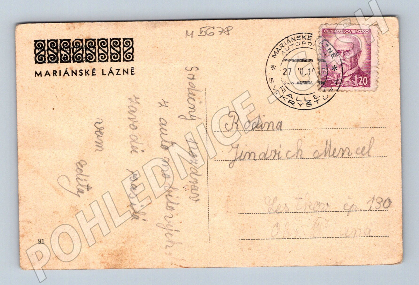 Postcard Marianske Lazne historical motif (M5678)