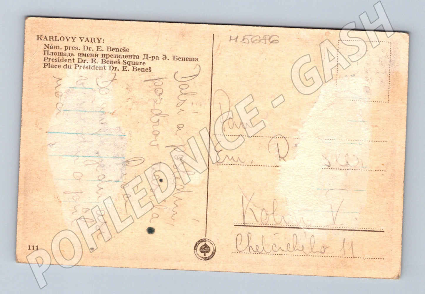 Postcard Karlovy Vary President Beneš Square (M5686)