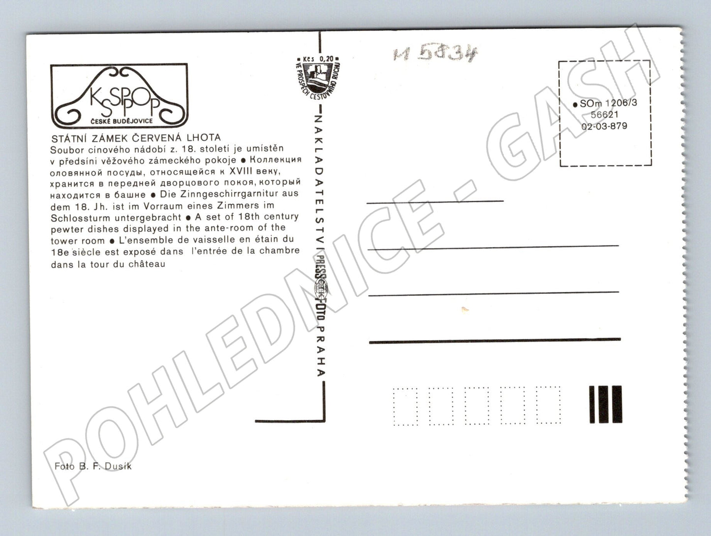 Pohlednice Červená Lhota cínové nádobí (M5834)