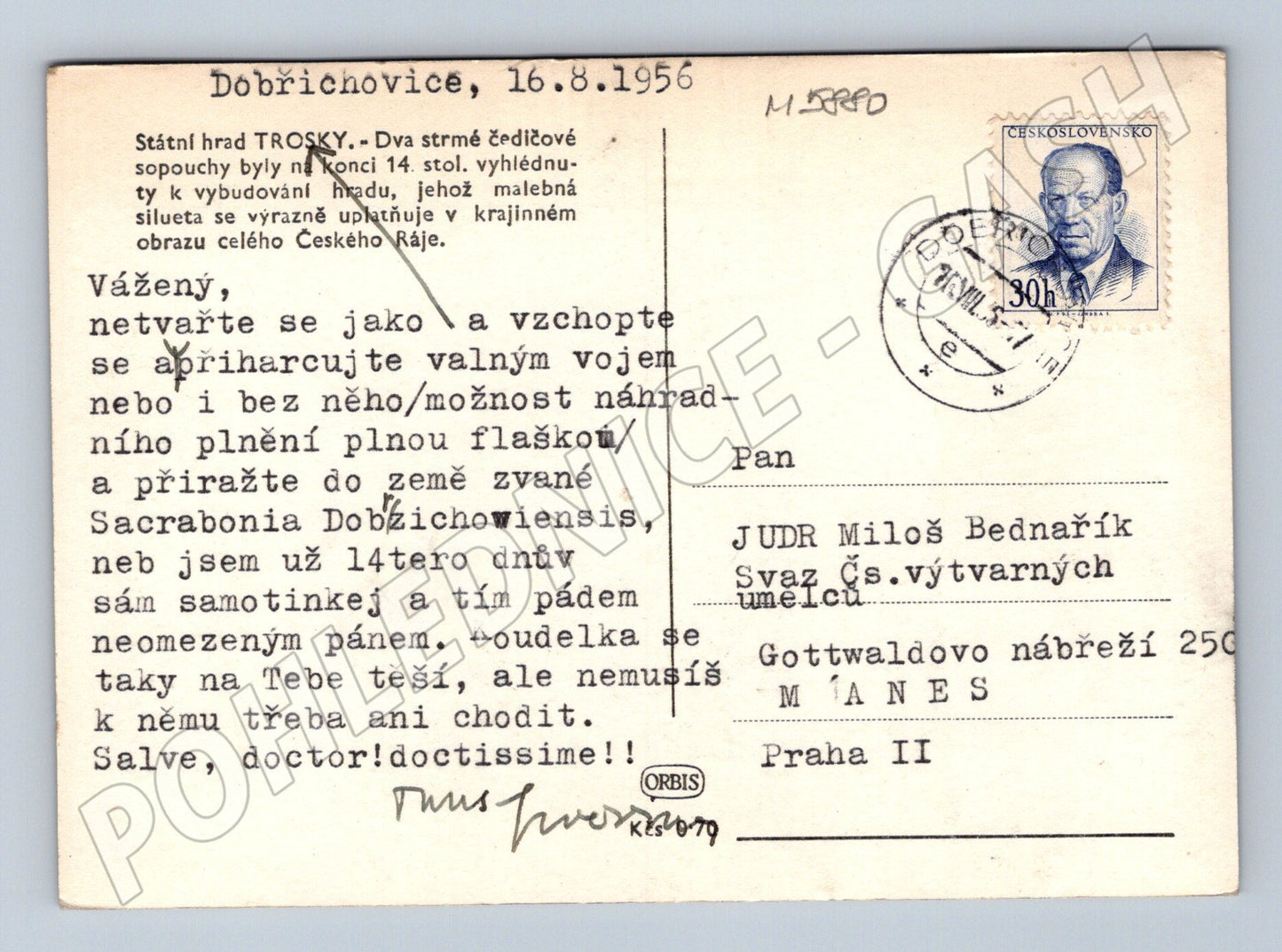 Pohlednice Hrad Trosky Český ráj odeslaná (M5880)