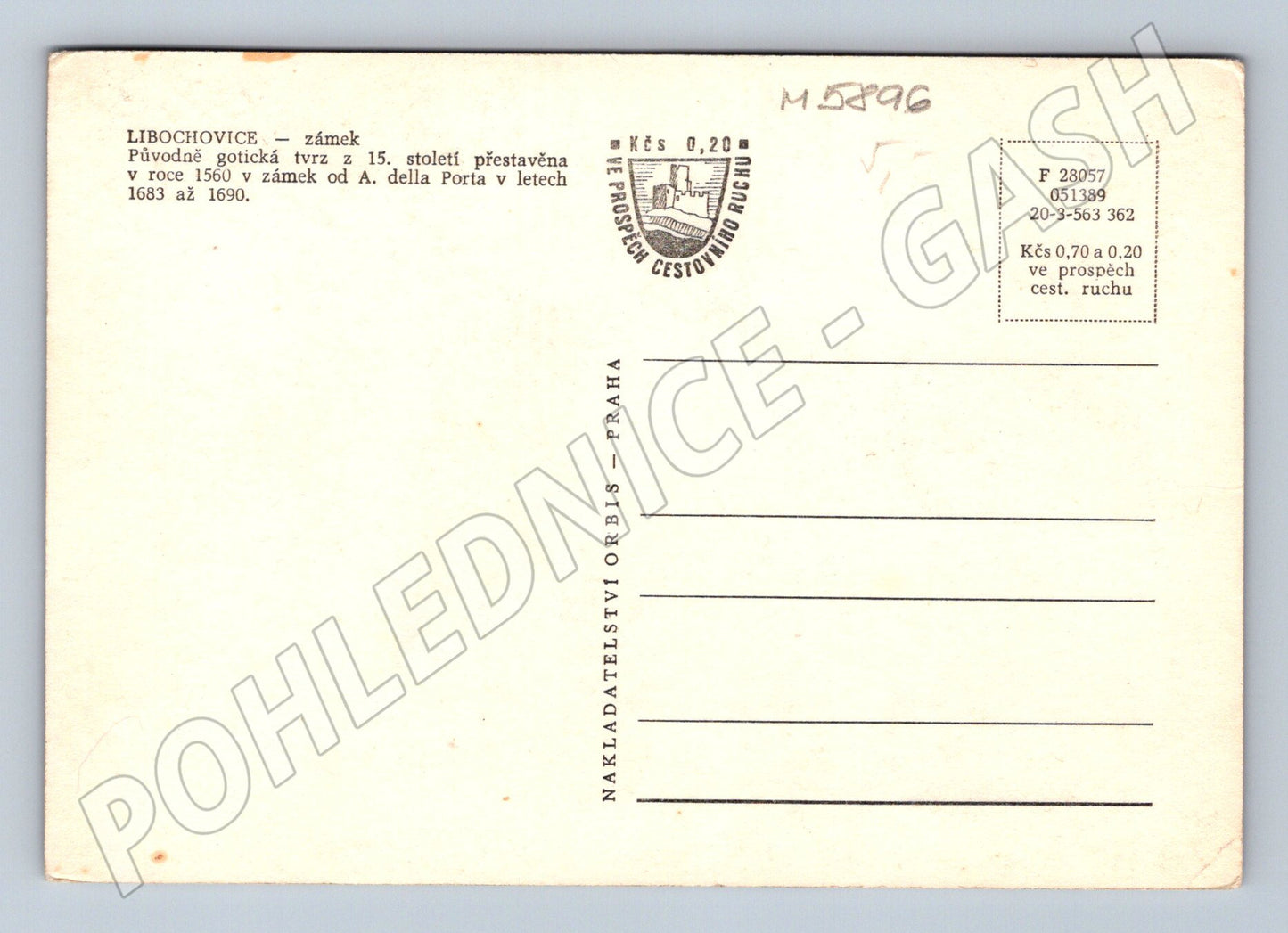 Pohlednice Zámek Libochovice Orbis čb (M5896)