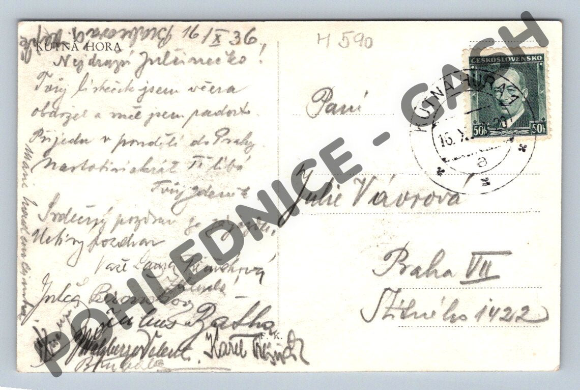 Pohlednice Tylovo divadlo Kutná Hora 1936 (M590)