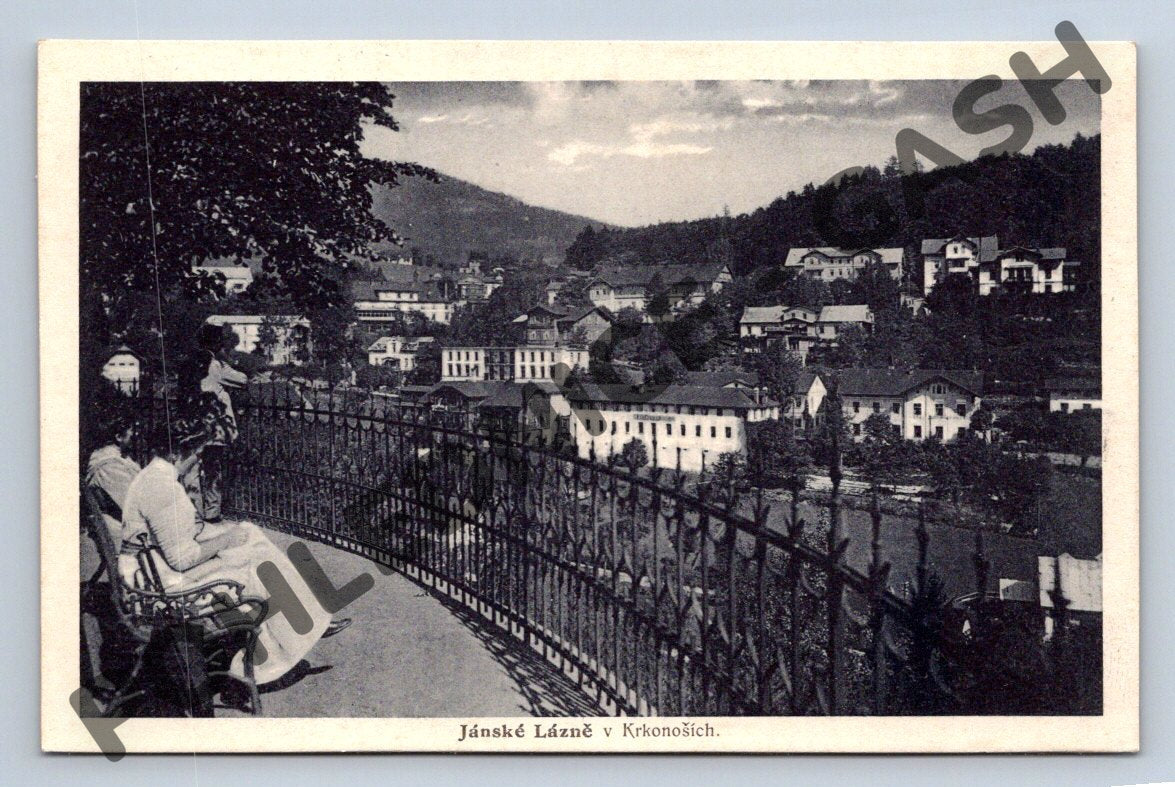 Pohlednice Jánské Lázně v Krkonoších černobílá (M591)