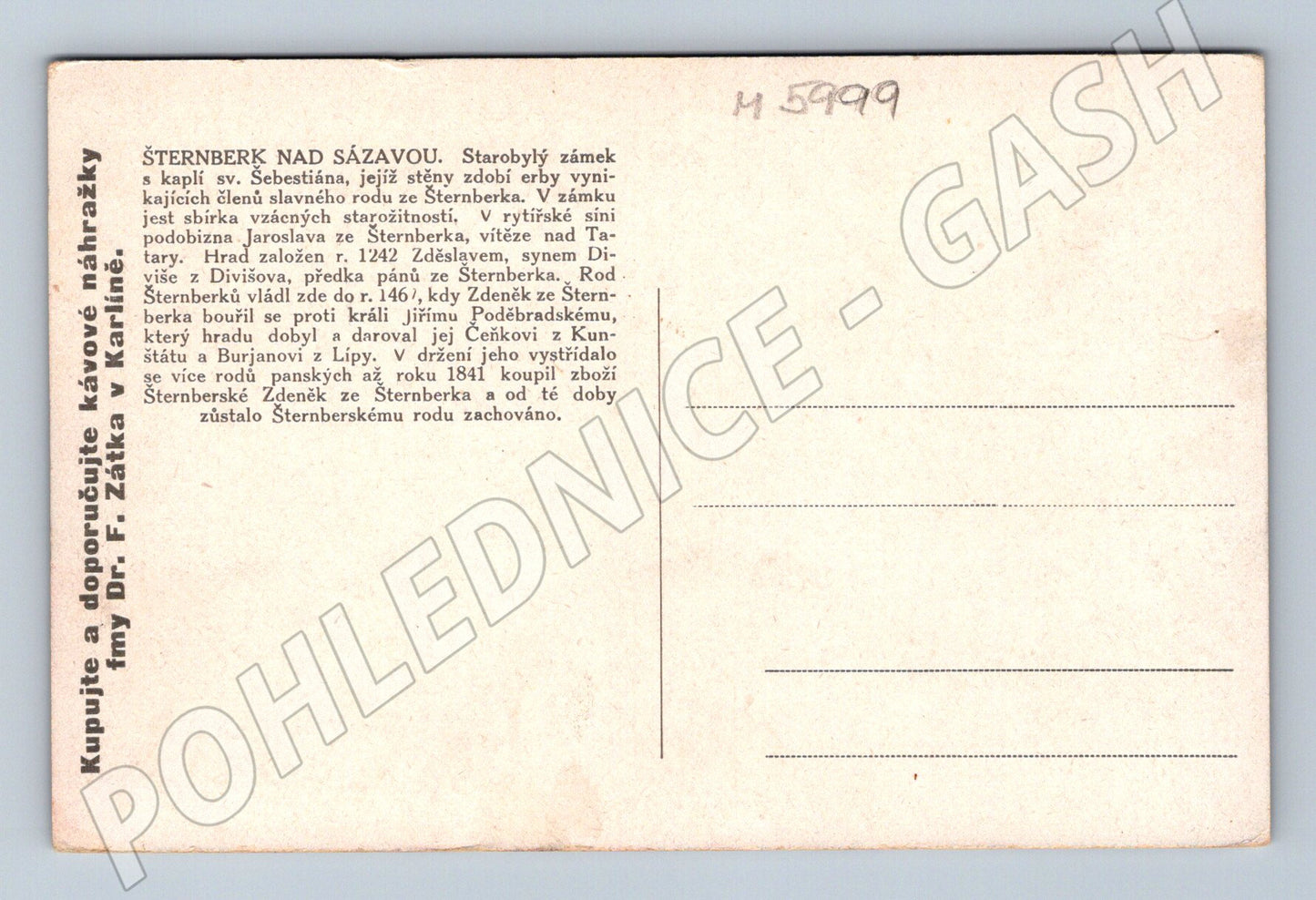 Pohlednice Šternberk nad Sázavou hrad (M5999)