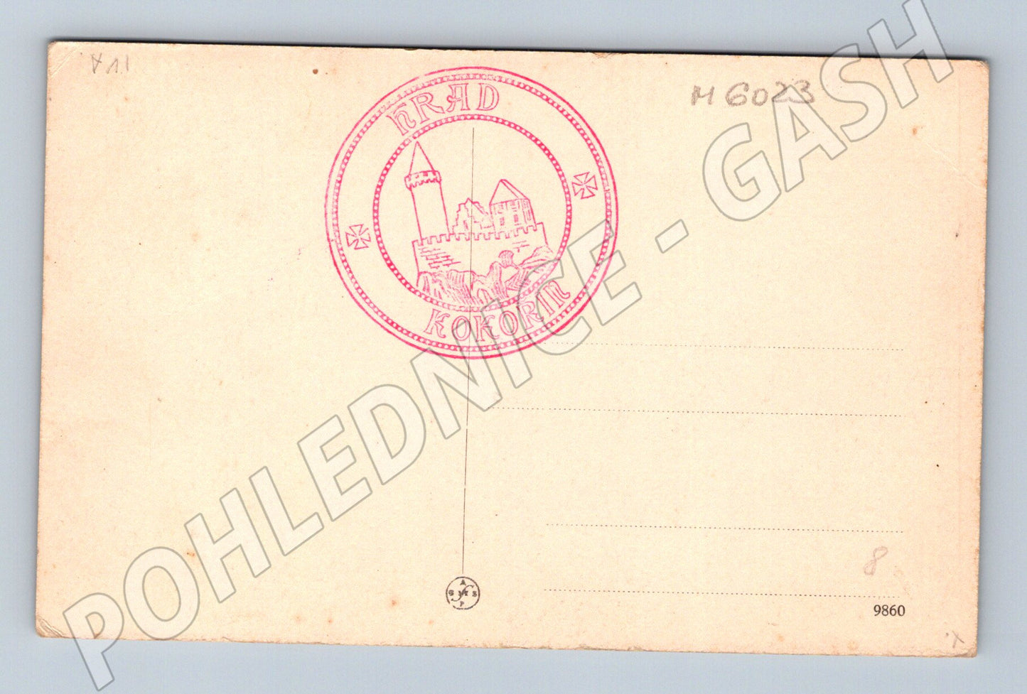 Pohlednice Hrad Kokořín kolorovaná s razítkem (M6023)